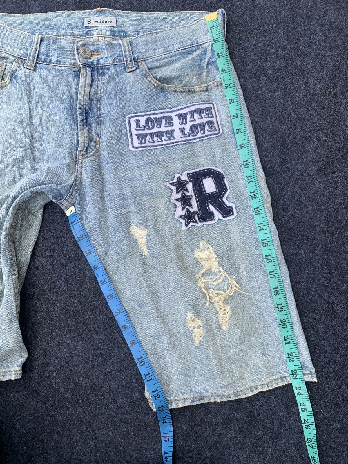 BEAUTY&YOUTH × Big John Distressed Sorridere short denim pants. (26) Size US 34 / EU 50 - 6 Thumbnail