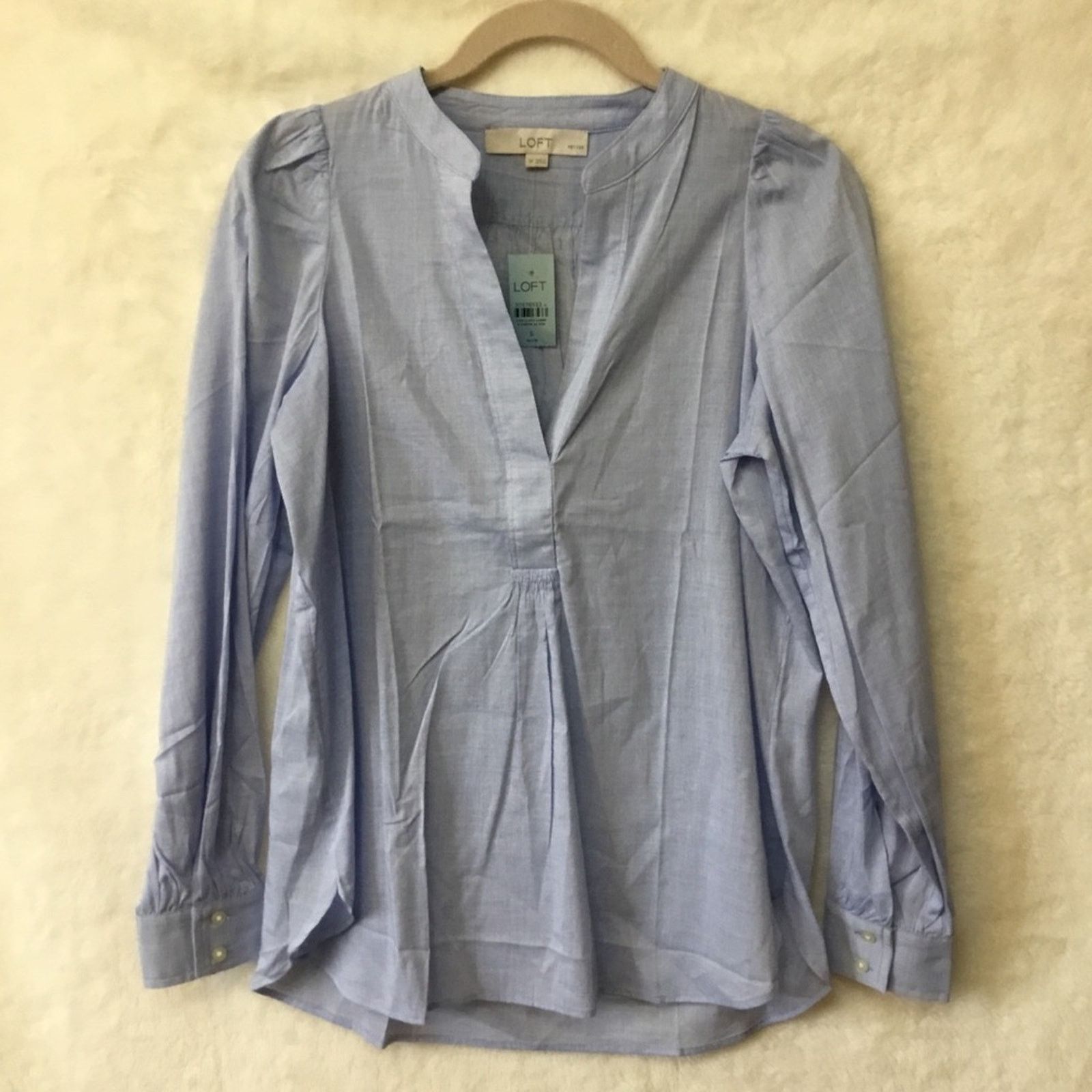 Loft Loft Blue Pintucked Pleated Tunic Shirt Size S / US 4 / IT 40 - 10 Thumbnail