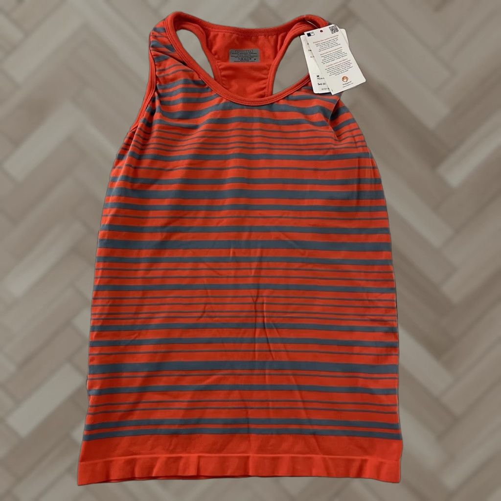 Athleta VINTAGE Athleta Tank Top Racerback Women M Striped Neon Orange Odor Free Activewear 90s? Size M / US 6-8 / IT 42-44 - 1 Thumbnail