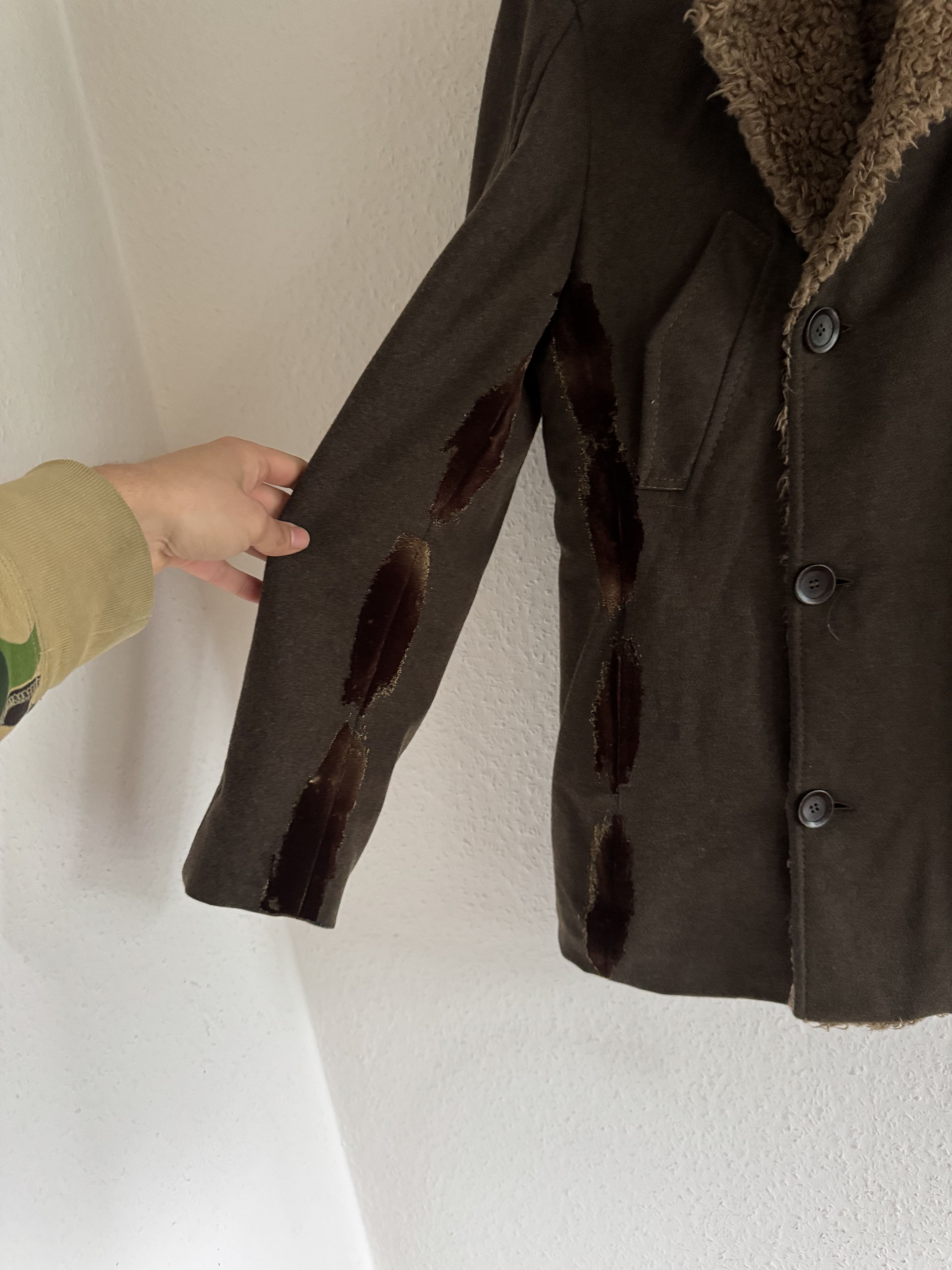 Just Cavalli Decorated Faux Fur Patch Wool Coat Size US XL / EU 56 / 4 - 8 Thumbnail
