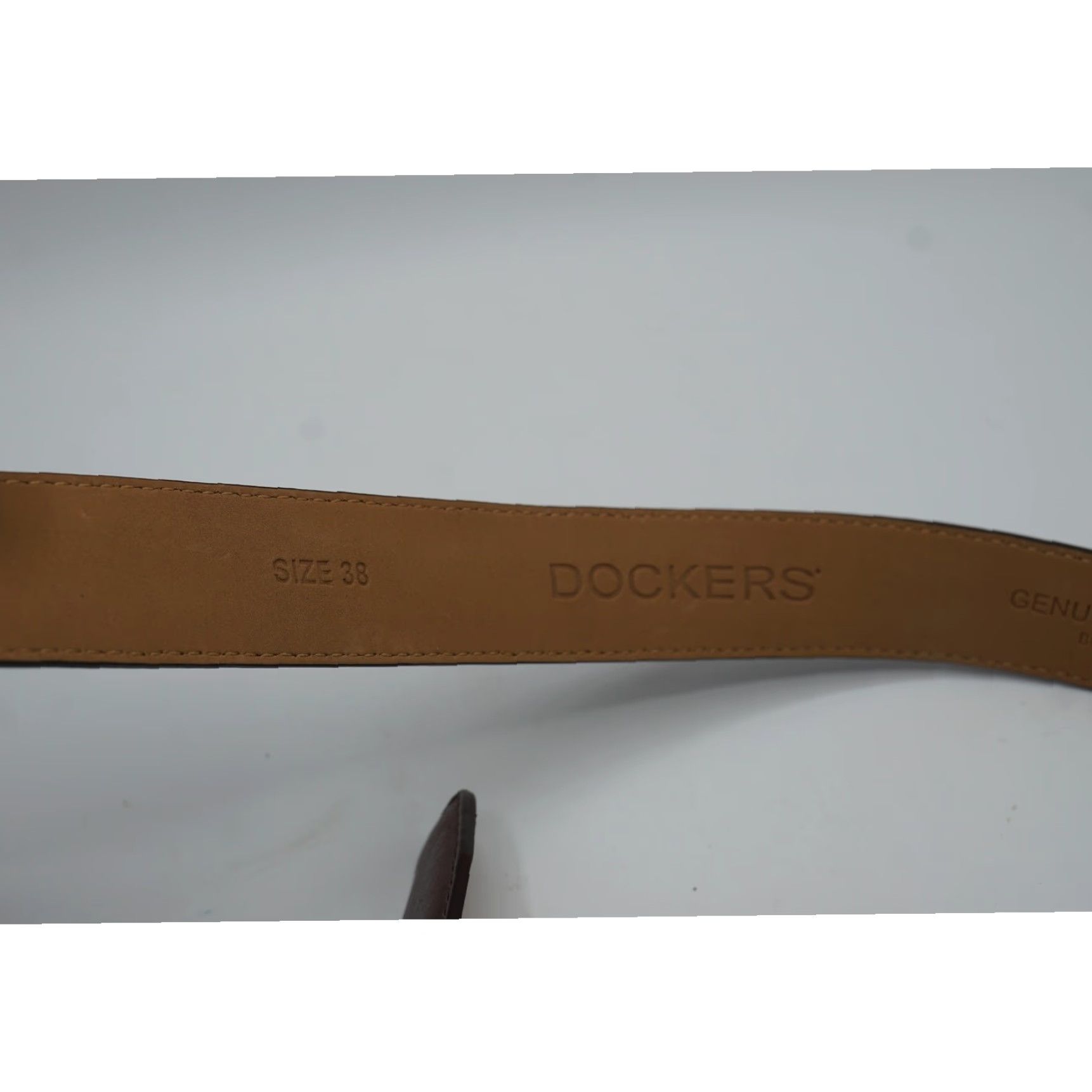 Dockers VINTAGE Dockers Belt Main Selling Point OR Brand Dockers Leather Cowhide Brown Belt 38 Mens Brown 1-1/8" Wide 46" Overall Silver Buckle Vintage Men Size ONE SIZE - 2 Thumbnail