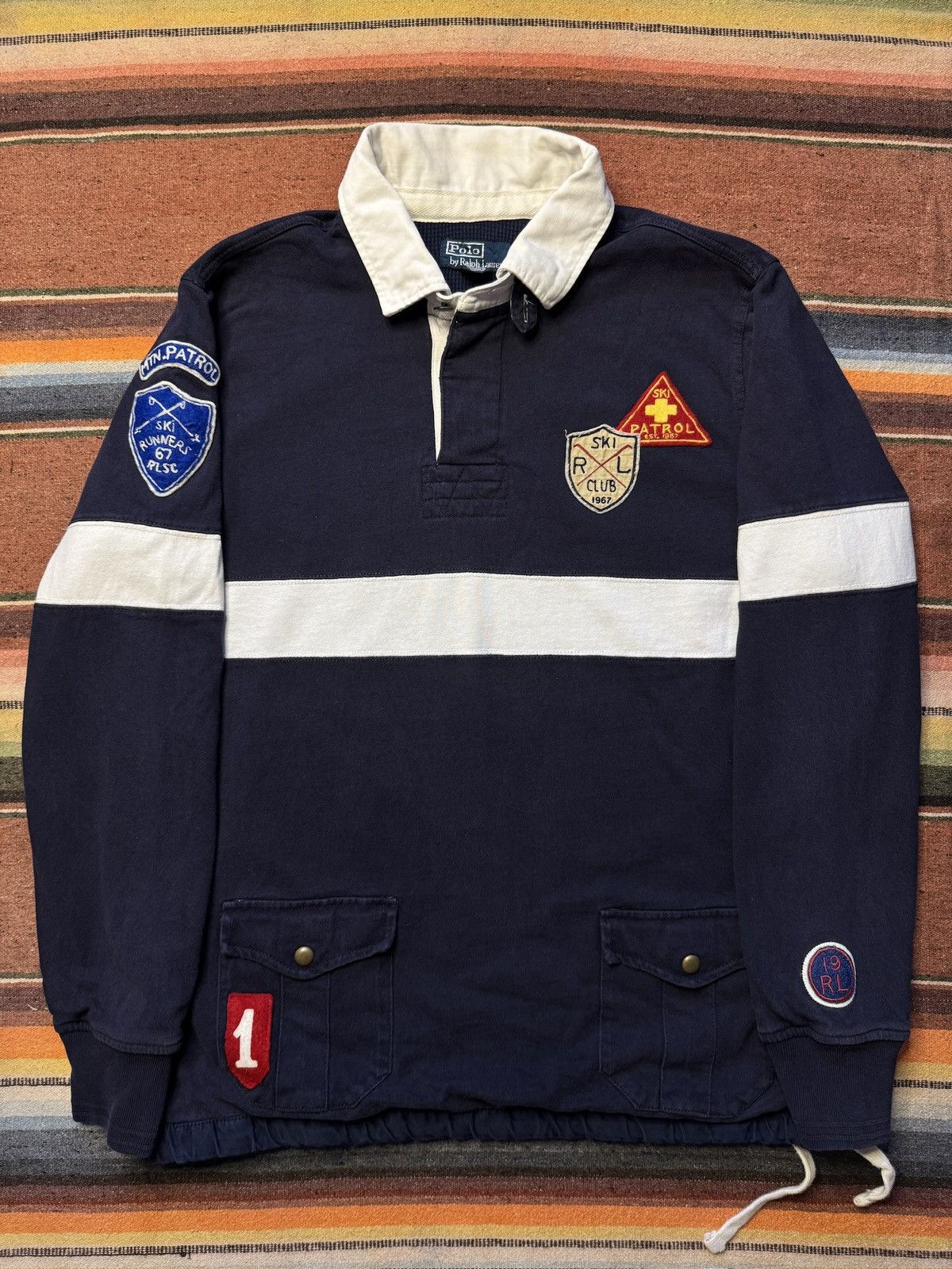 Polo Ralph Lauren × Vintage Vintage Polo Ralph Lauren Thermal Ski Patrol Rugby Polo Size US L / EU 52-54 / 3 - 2 Thumbnail