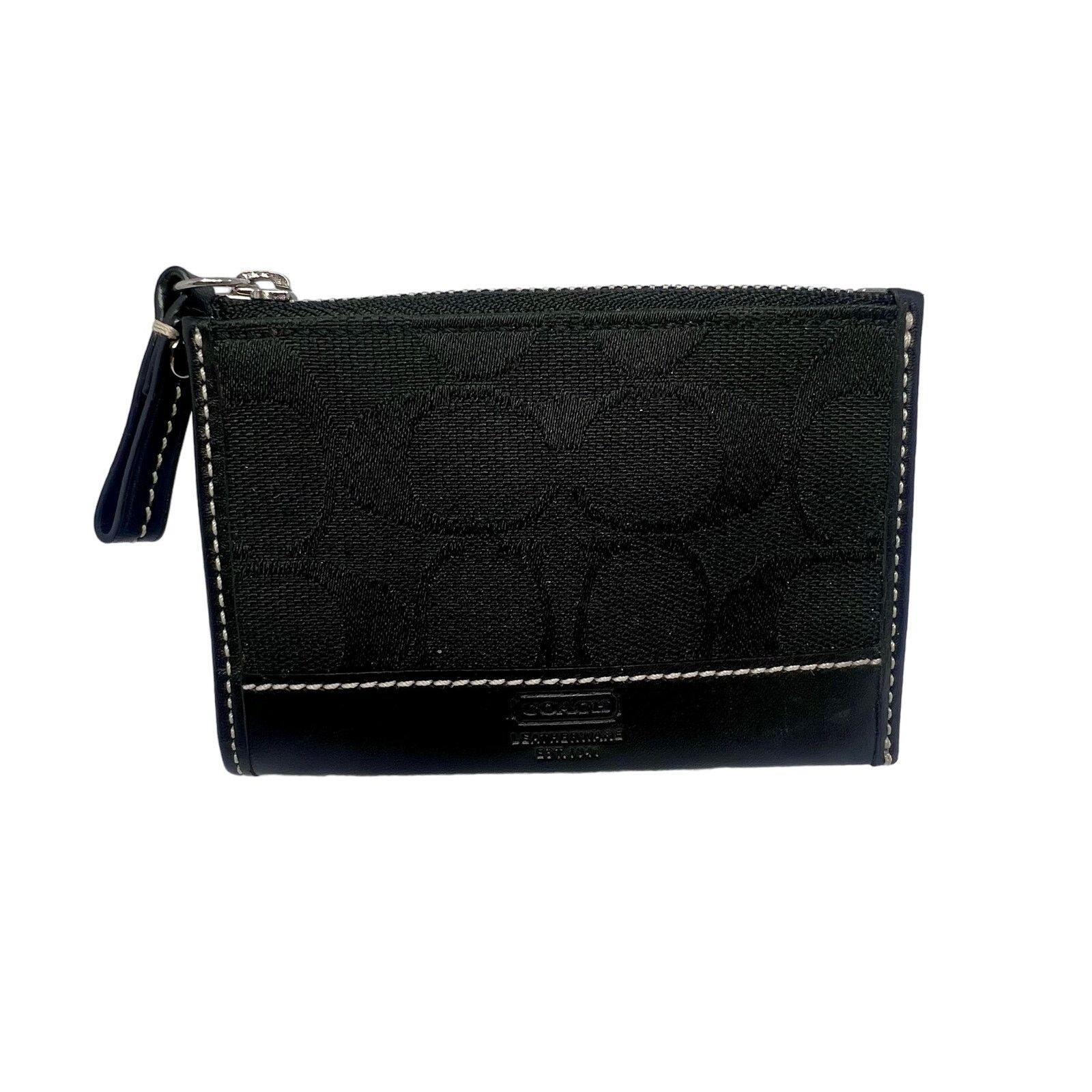Coach Coach Leather Wallet Coin Wristlet W/White Stitching EUC Size ONE SIZE - 1 Thumbnail