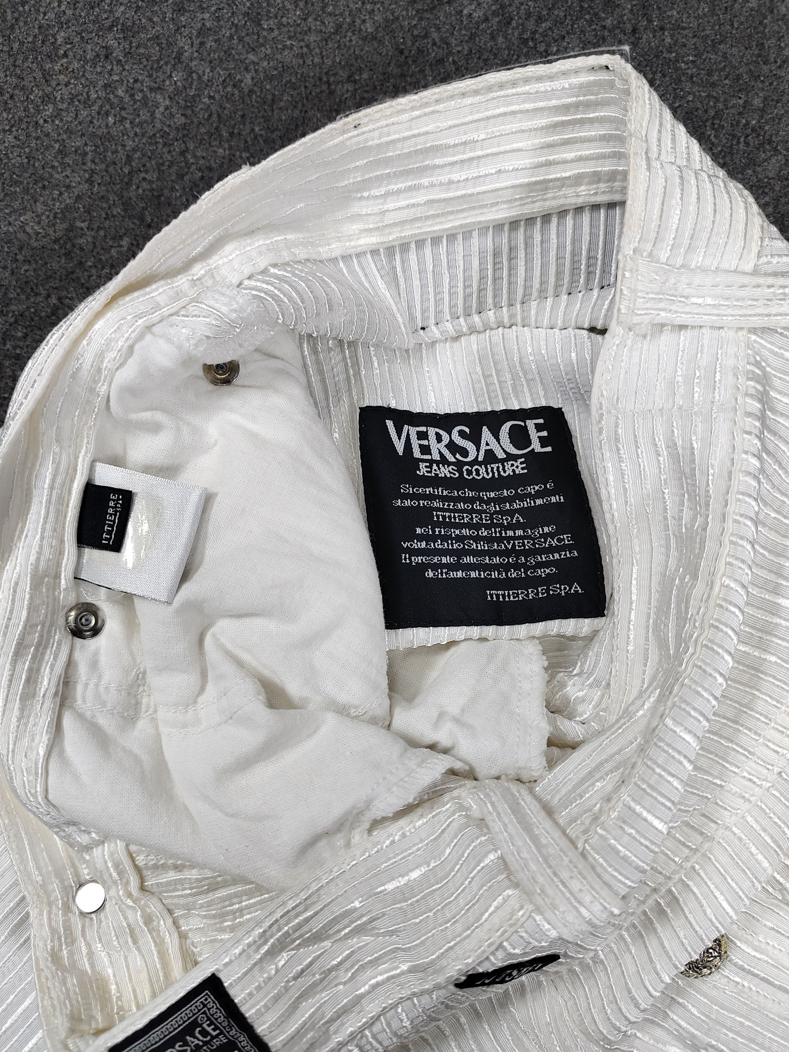 Versace Jeans Couture 90s Versace JC Archive Striped Textured Viscose Slim Trouser Size 29" - 7 Thumbnail