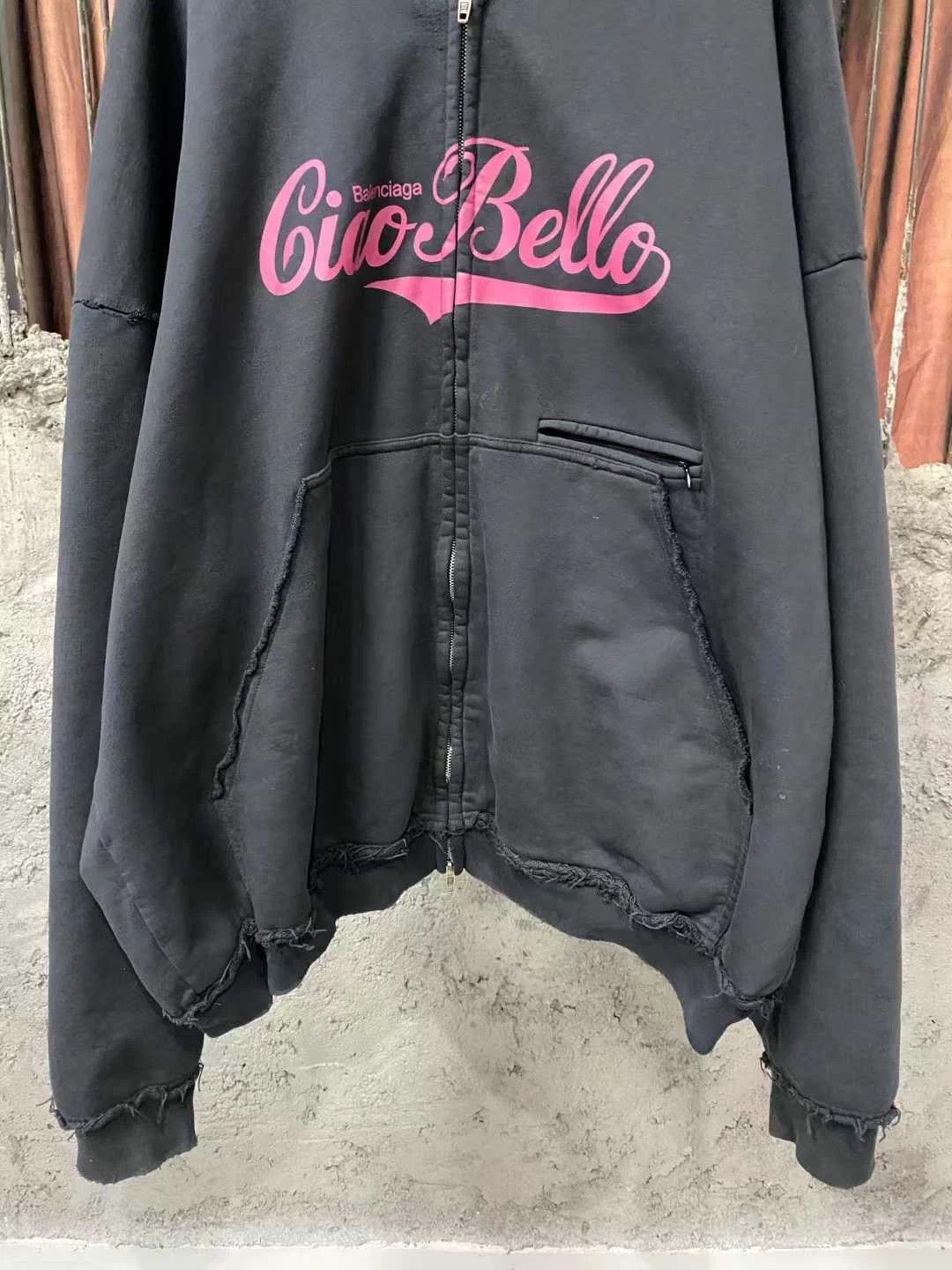 Balenciaga Balenciaga Black & Pink Ripped Zipper Hoodie/Jacket Size XS / US 0-2 / IT 36-38 - 4 Thumbnail
