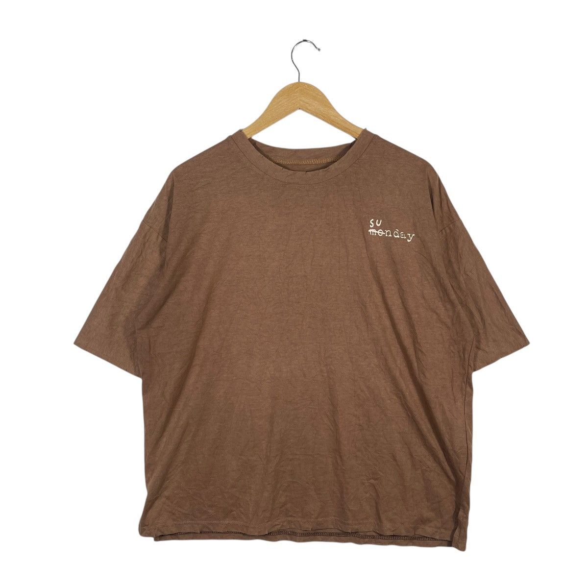 Vintage SU MONDAY Graphic T-Shirt | Brown Tee | Streetwear Casual Size US L / EU 52-54 / 3 - 2 Thumbnail