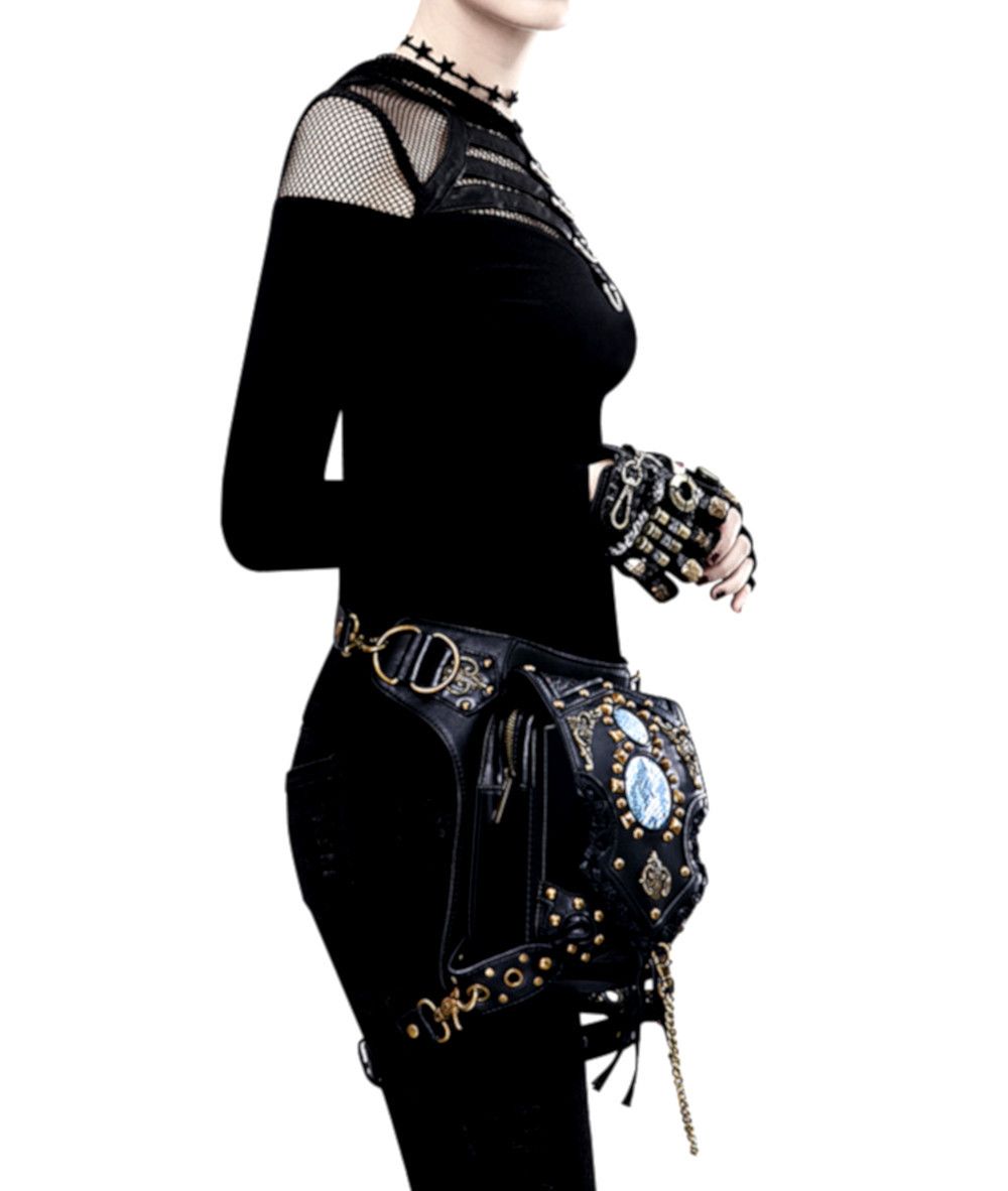 Hysteric Glamour × Japanese Brand × Vintage Vintage Steampunk Knight Rivets Leather Bag Streetwear Rave Size ONE SIZE - 5 Thumbnail