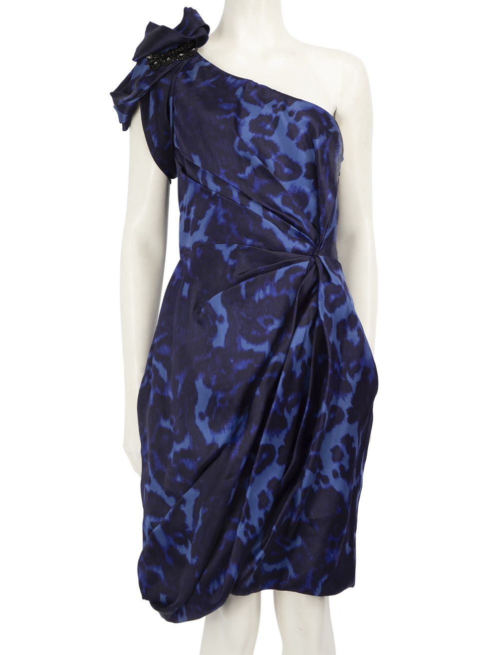 Marchesa Blue Silk Leopard Pattern Dress Size XL / US 12-14 / IT 48-50 - 1 Thumbnail