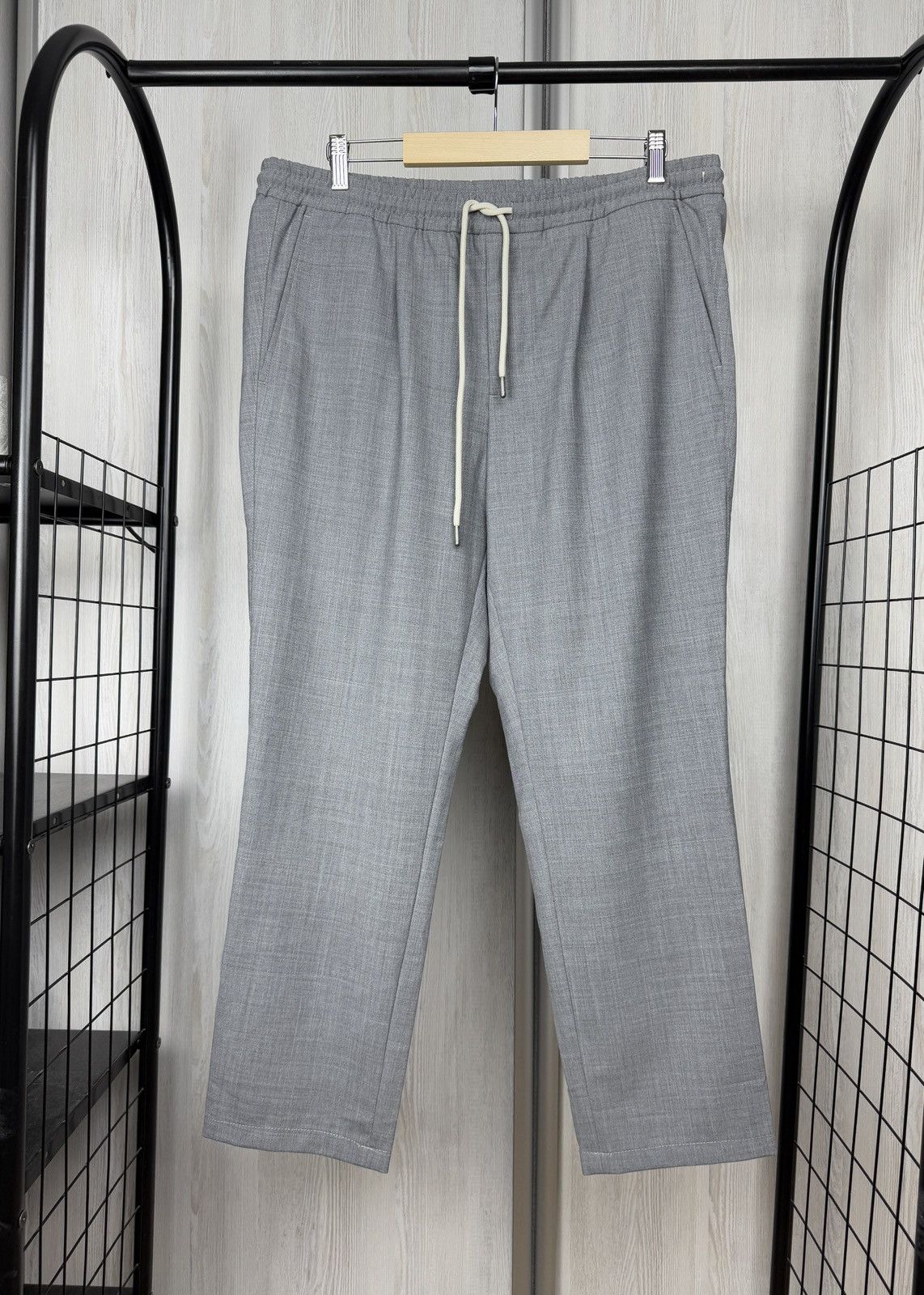 Boggi Milano Grey Solid Formal machine-washable wool pants