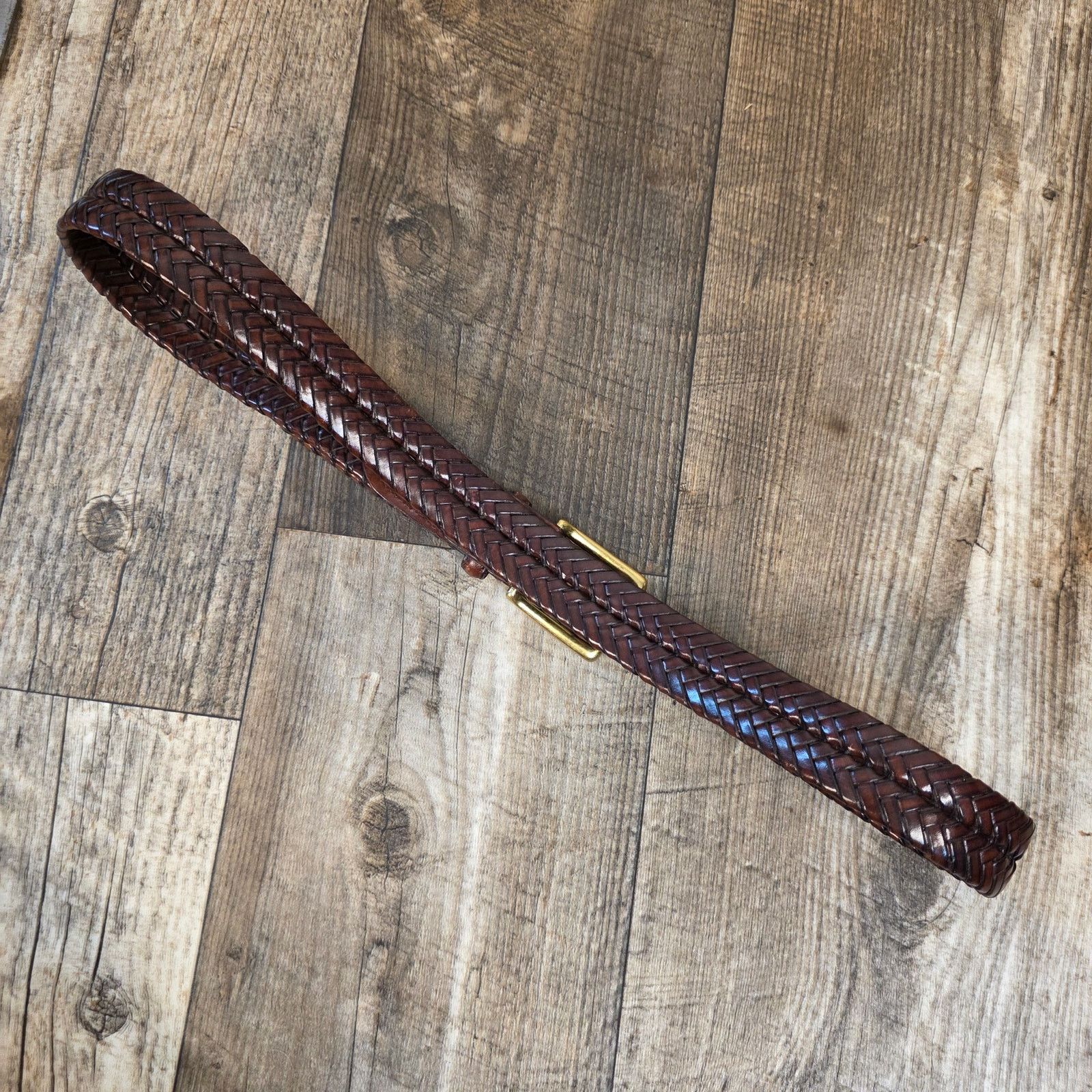 Brighton Brighton Belt Brown Woven Solid Brass Buckle Braided Size 38 Size 38 - 8 Thumbnail