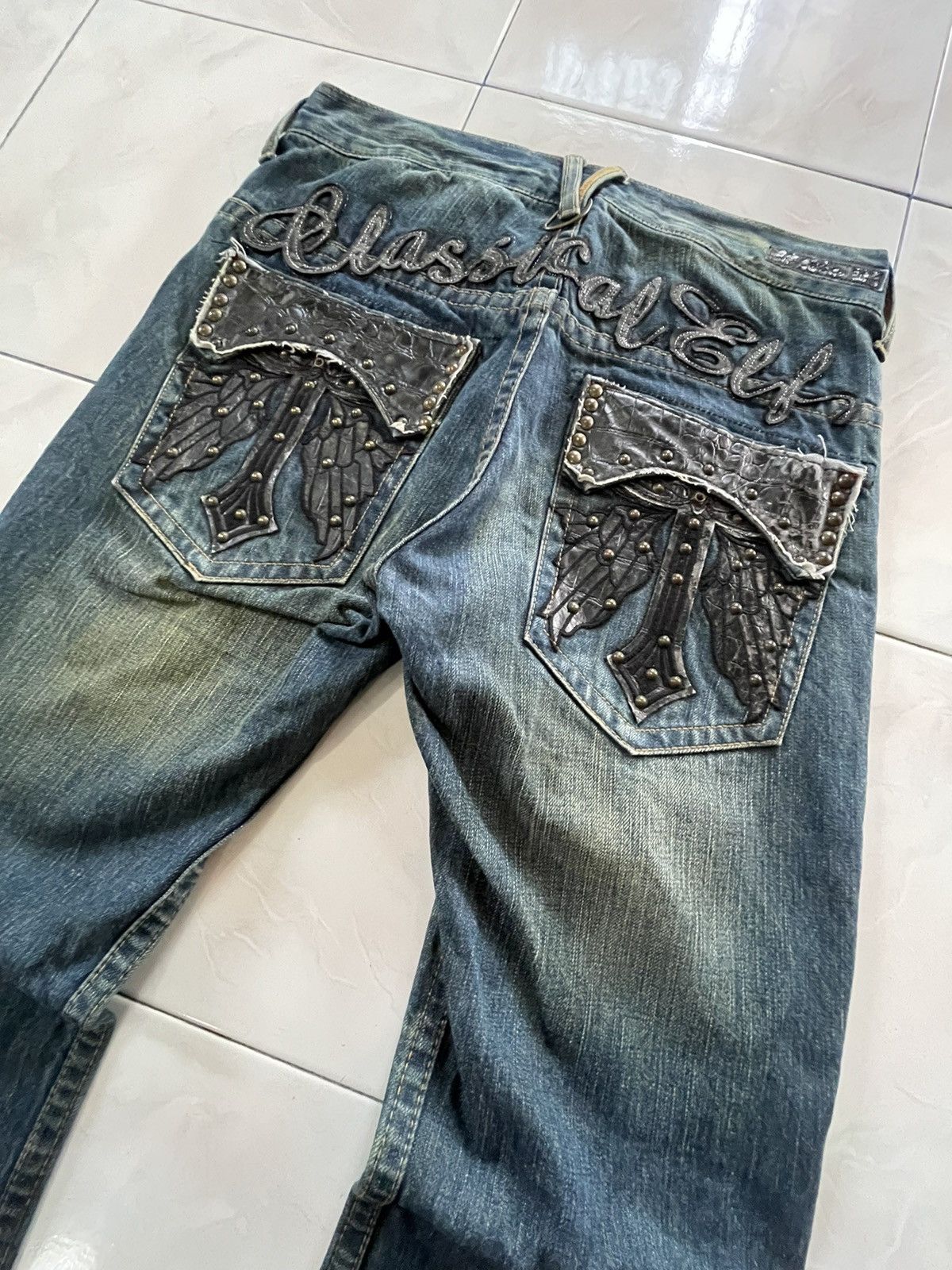 Japanese Brand × Tornado Mart Classical Elf Studded Leather Crafted Muddy Wash Denim Jeans Size US 30 / EU 46 - 3 Thumbnail