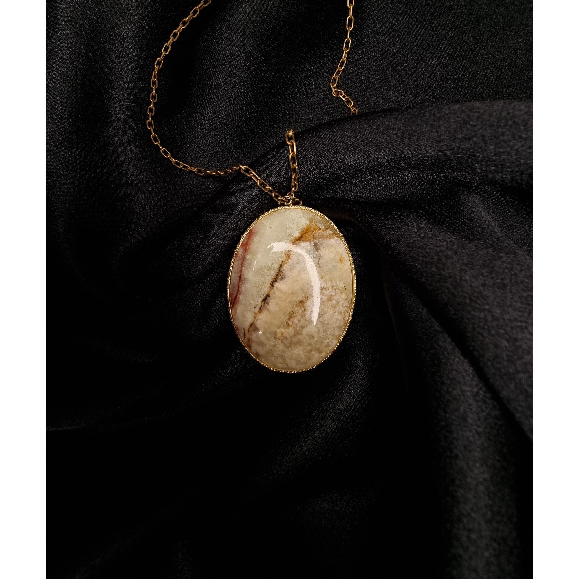 Other Vintage Italy Signed Oval Pendant Necklace With Gold-Tone Ch Size ONE SIZE - 2 Thumbnail