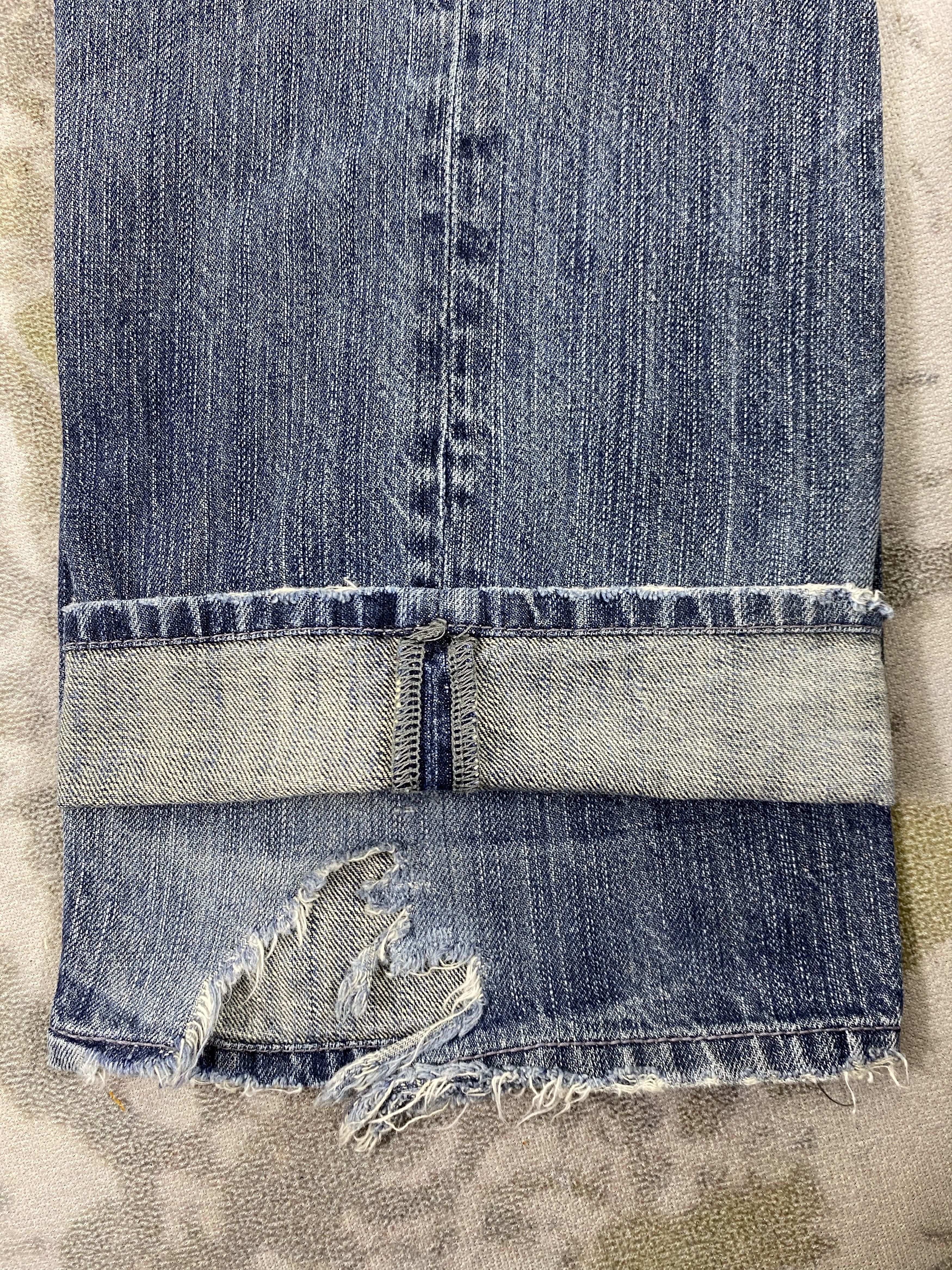 If Six Was Nine Distressed Blue Vintage Oririn 37x31.5 Denim- JN3640 Size US 37 - 11 Thumbnail