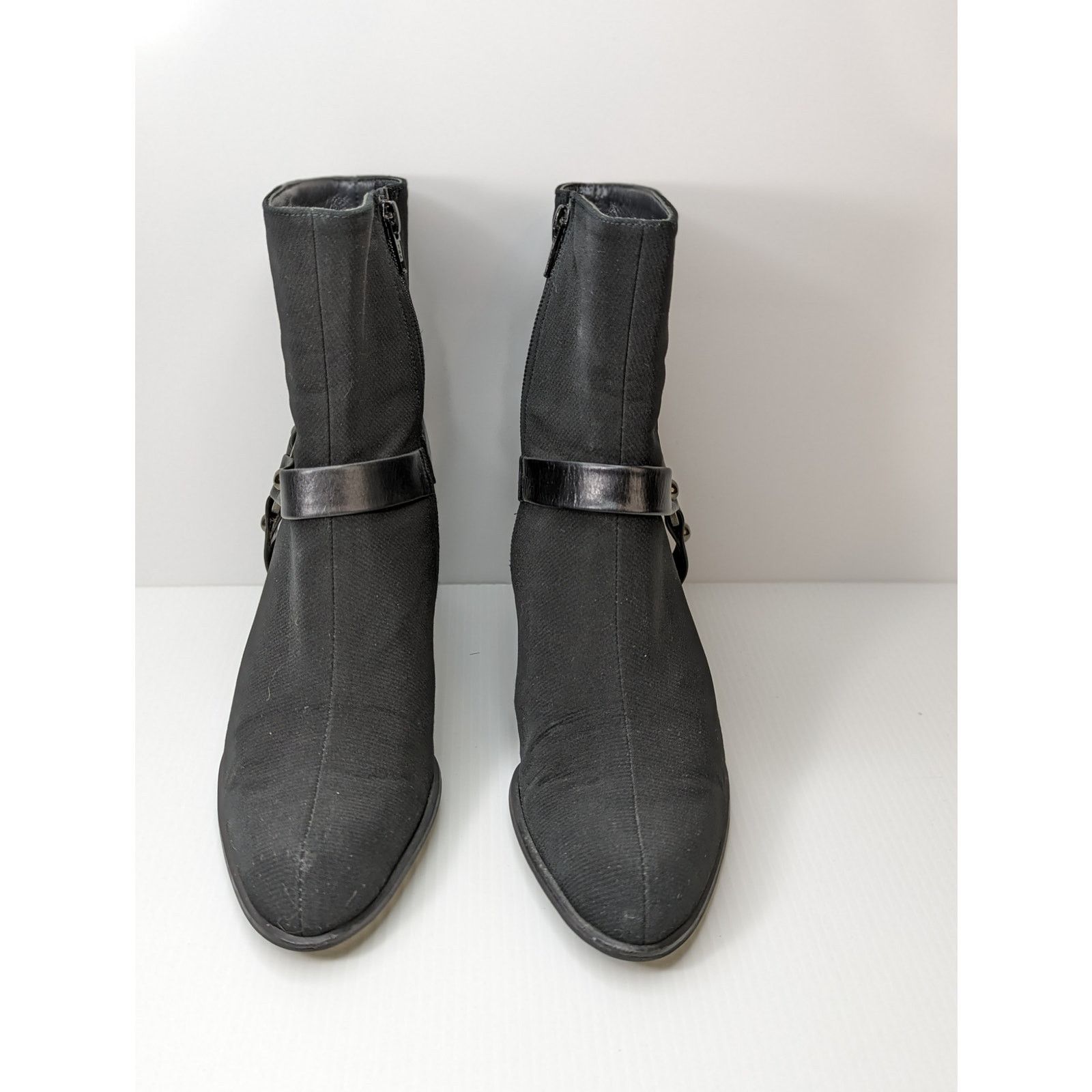 Stuart Weitzman Chelsea black heeled ankle buckle boots moto sz 7 Size US 7 / IT 37 - 2 Thumbnail