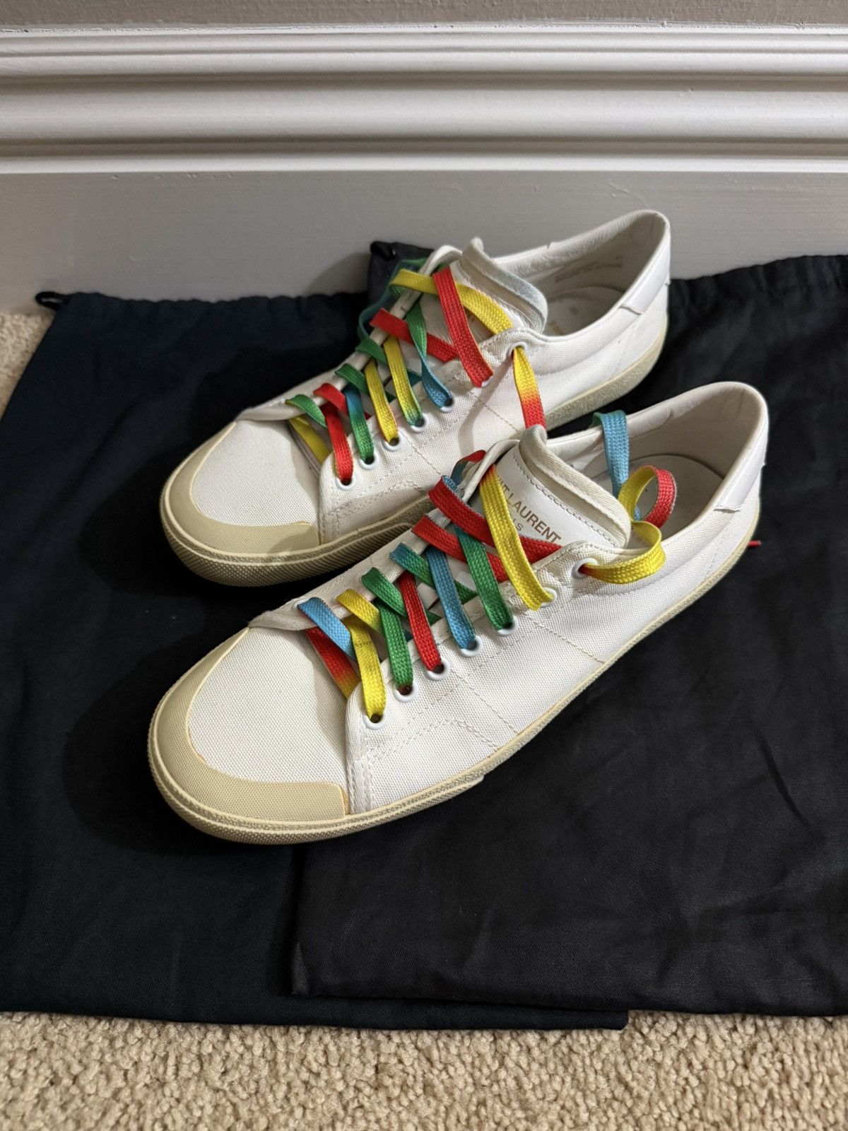 Saint Laurent Paris SAINT LAURENT PARIS - WHITE SL/37 (RAINBOW LACES) SNEAKERS Size US 8 / EU 41 - 2 Thumbnail