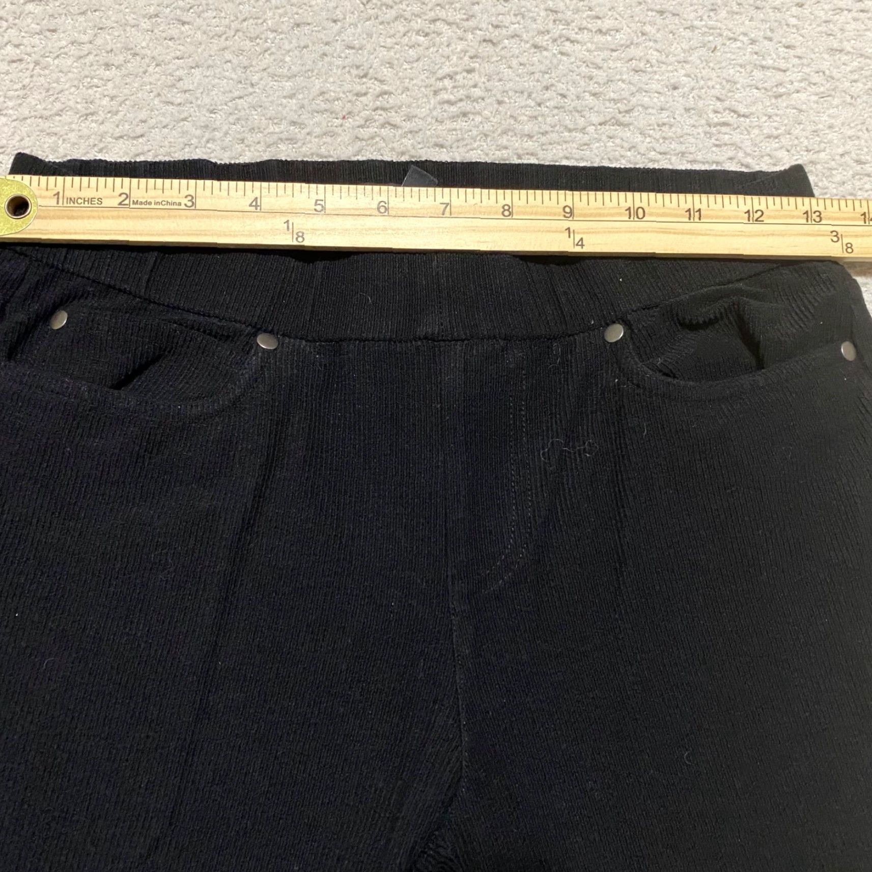Eileen Fisher VINTAGE Eileen Fisher Womens XS Dress Pants Solid Black Ribbed Skinny Dark Wash Mid Rise Size 26" / US 2 / IT 38 - 5 Thumbnail