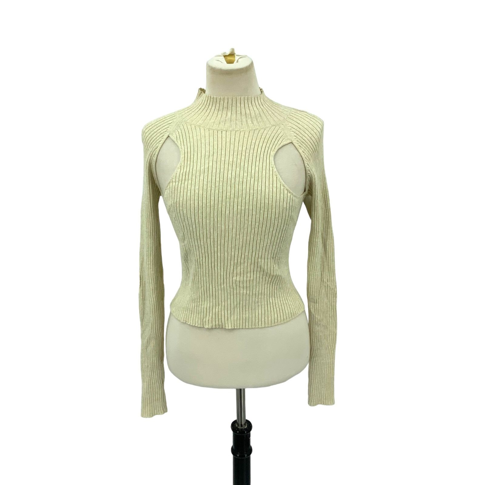 Other Open Edit Ivory Sparkle Cutout Sweater Medium NWOT $59 MSRP Size M / US 6-8 / IT 42-44 - 2 Thumbnail