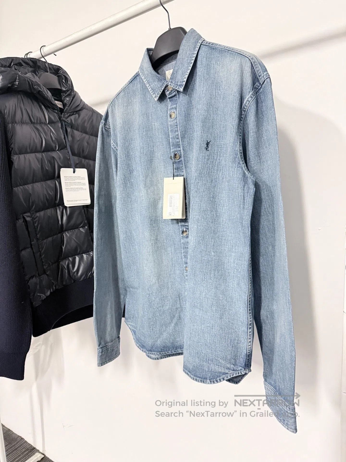 Saint Laurent Paris Saint Laurent SS25 Pointed Collar Denim Shirt. Size US L / EU 52-54 / 3 - 9 Thumbnail
