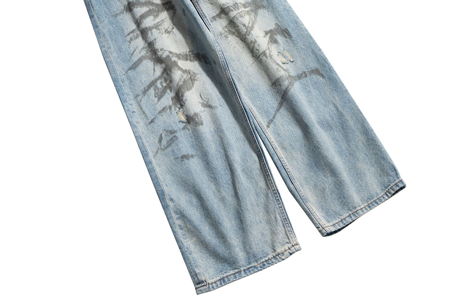 Japanese Brand × Jean Vintage Mud Dyed Dirty Baggy Jeans Size US 30 / EU 46 - 5 Thumbnail