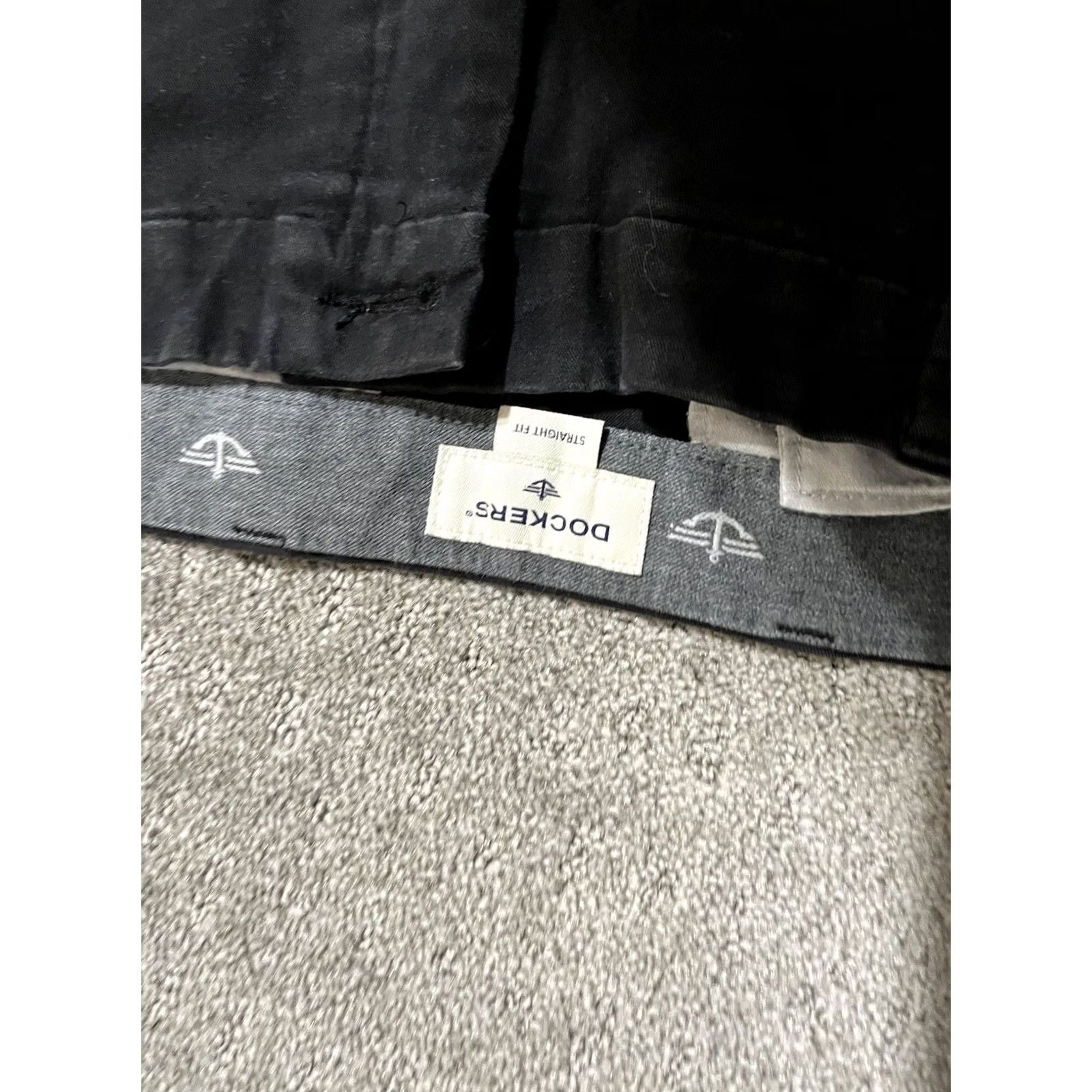 Dockers DOCKERS Pants Flat Front Straight Fit Mens 38x32 Black Chino Classic 38 Regular Cotton Leather Button Belt Loops Vintage No Size US 38 / EU 54 - 5 Thumbnail