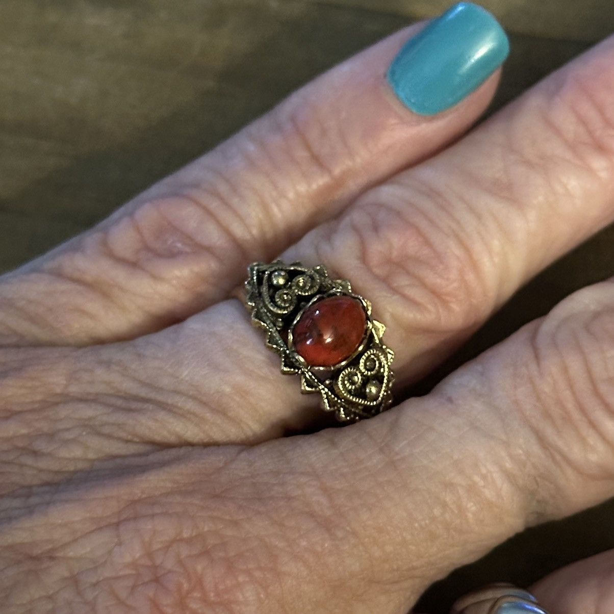 Vintage Vintage Victorian coral stone adjustable ring Size ONE SIZE - 5 Thumbnail