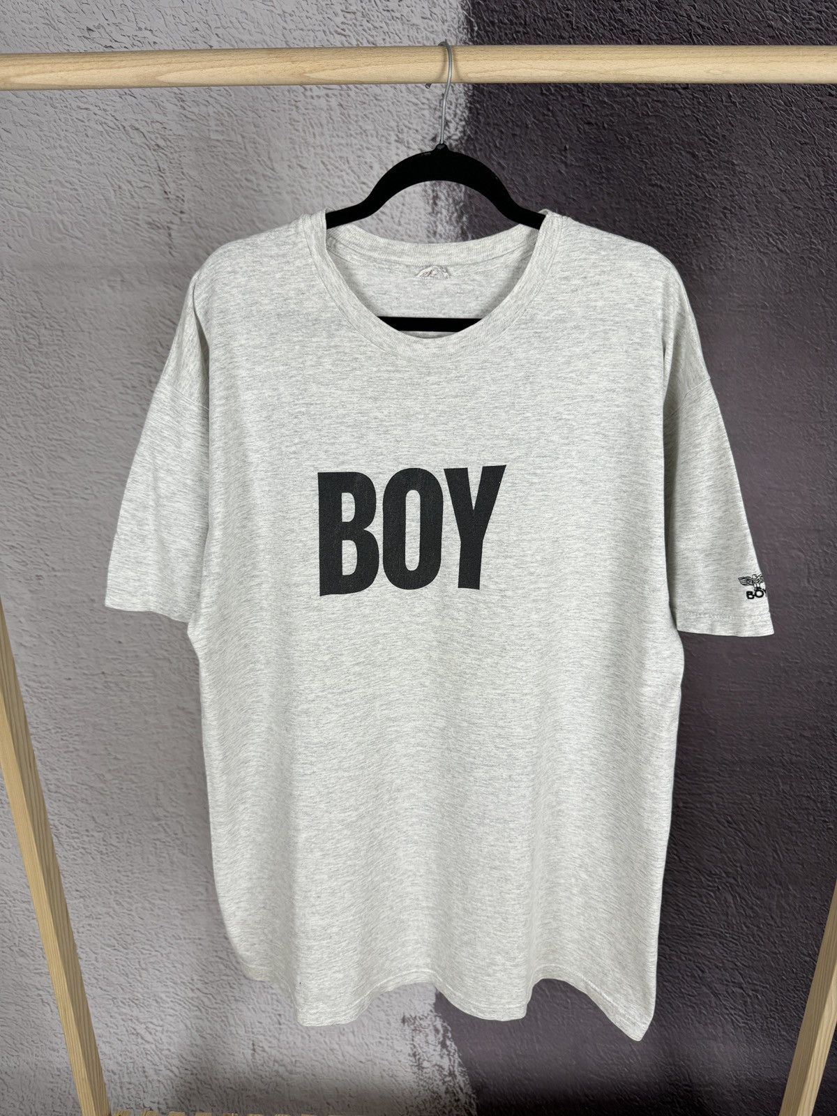 Boy London Hanes Boy London Vintage 90s grey big logo tee shirt Size US XL / EU 56 / 4 - 1 Thumbnail