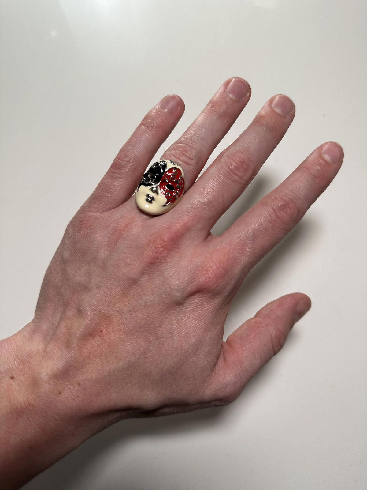 Unknown London Unique Face Mask Design Statement Ring Size ONE SIZE - 3 Thumbnail