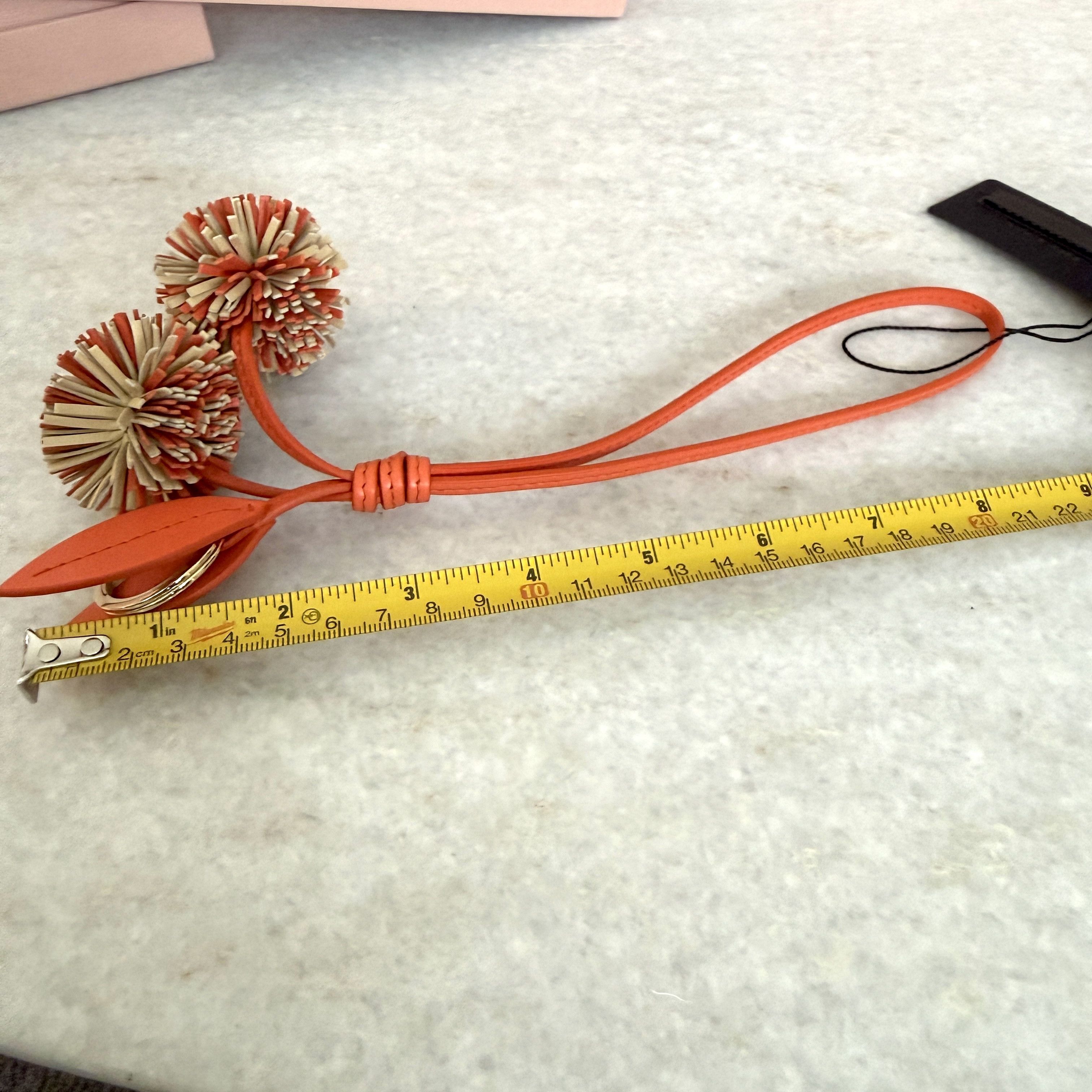 Miu Miu Miu Miu Pom Pom Charm 5TL516 Leather Bag Charm Trick Orange Size ONE SIZE - 9 Thumbnail