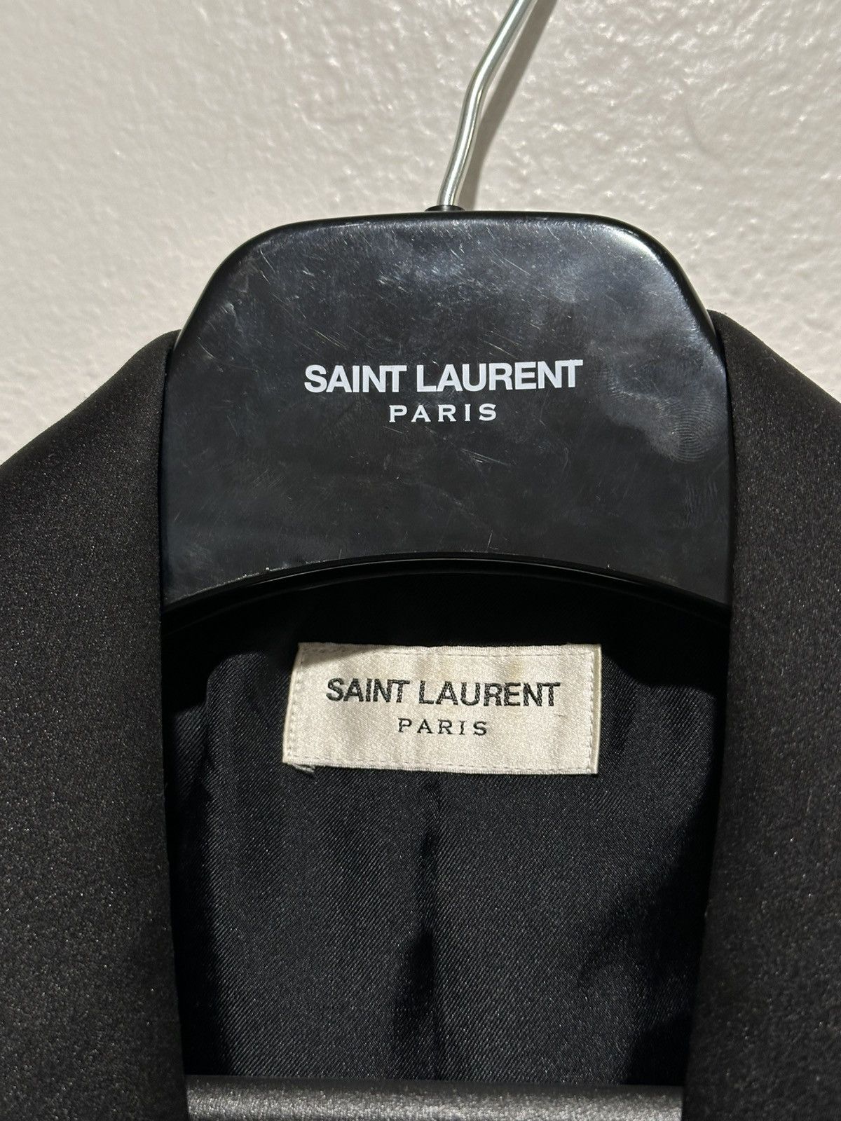 Hedi Slimane × Saint Laurent Paris FW13 Metallic Babycat Le Smoking Shawl Blazer Size 46R - 4 Thumbnail