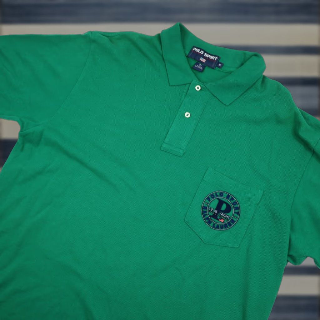 Polo Ralph Lauren VINTAGE Polo Ralph Lauren Polo Sport Men XL Yacht Challenge Polo Shirt Green Mens XL Polo Shirt Yacht Challenge Green Polo Ralph Lauren Size US XL / EU 56 / 4 - 1 Thumbnail