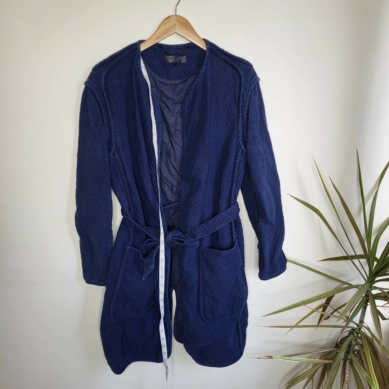 Rag & Bone Rag & Bone Navy Blue Quilted Tie Long Sleeve Coat Size M Size M / US 6-8 / IT 42-44 - 9 Thumbnail