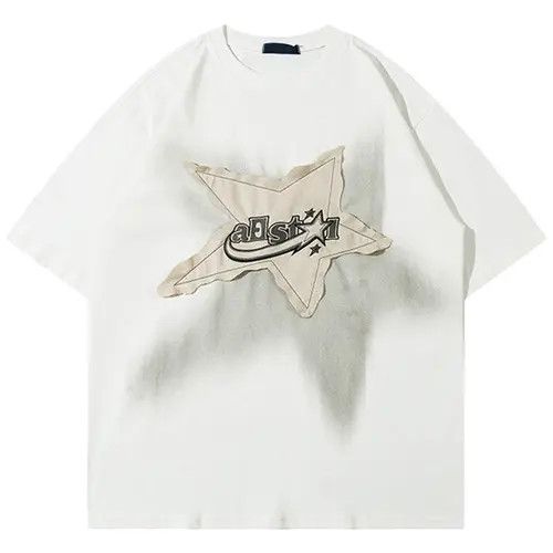 Oversized T Shirt Star Splicing