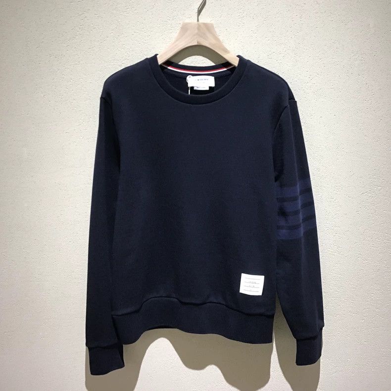 Thom Browne Thom Browne Navy Crewneck Sweatshirt with Stripes - dmc Size US M / EU 48-50 / 2 - 1 Thumbnail
