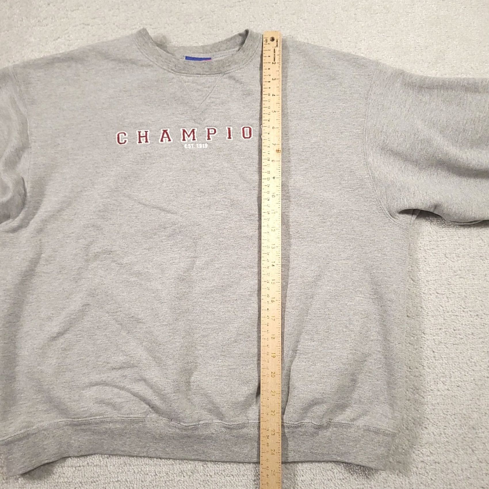 Champion Champion Spellout Crewneck Sweatshirt Mens Large Gray Fleece Embroidered Size US L / EU 52-54 / 3 - 5 Thumbnail