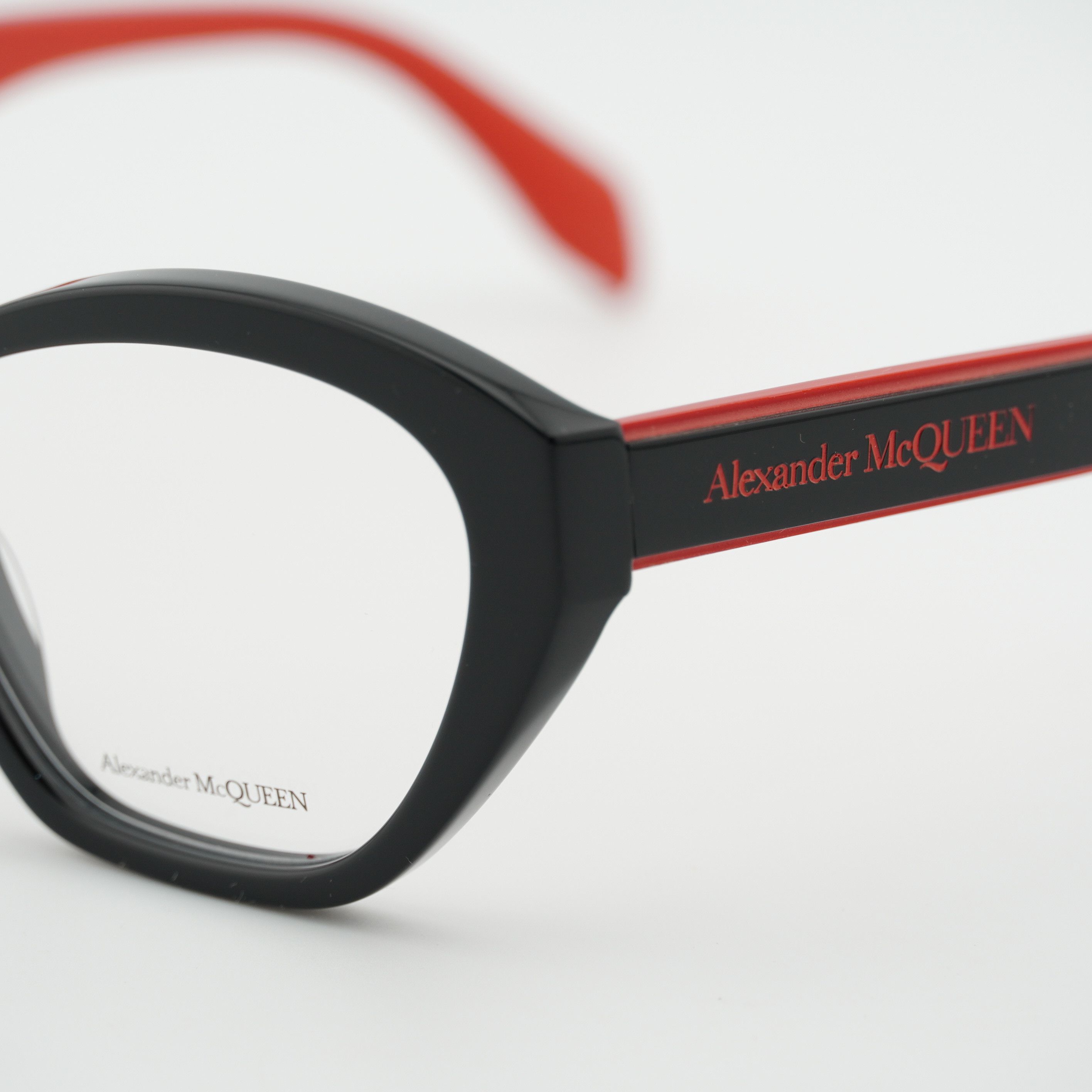 Alexander McQueen Alexander McQueen AM0360O 003 Eyeglasses Black/Red 52mm Size ONE SIZE - 2 Thumbnail