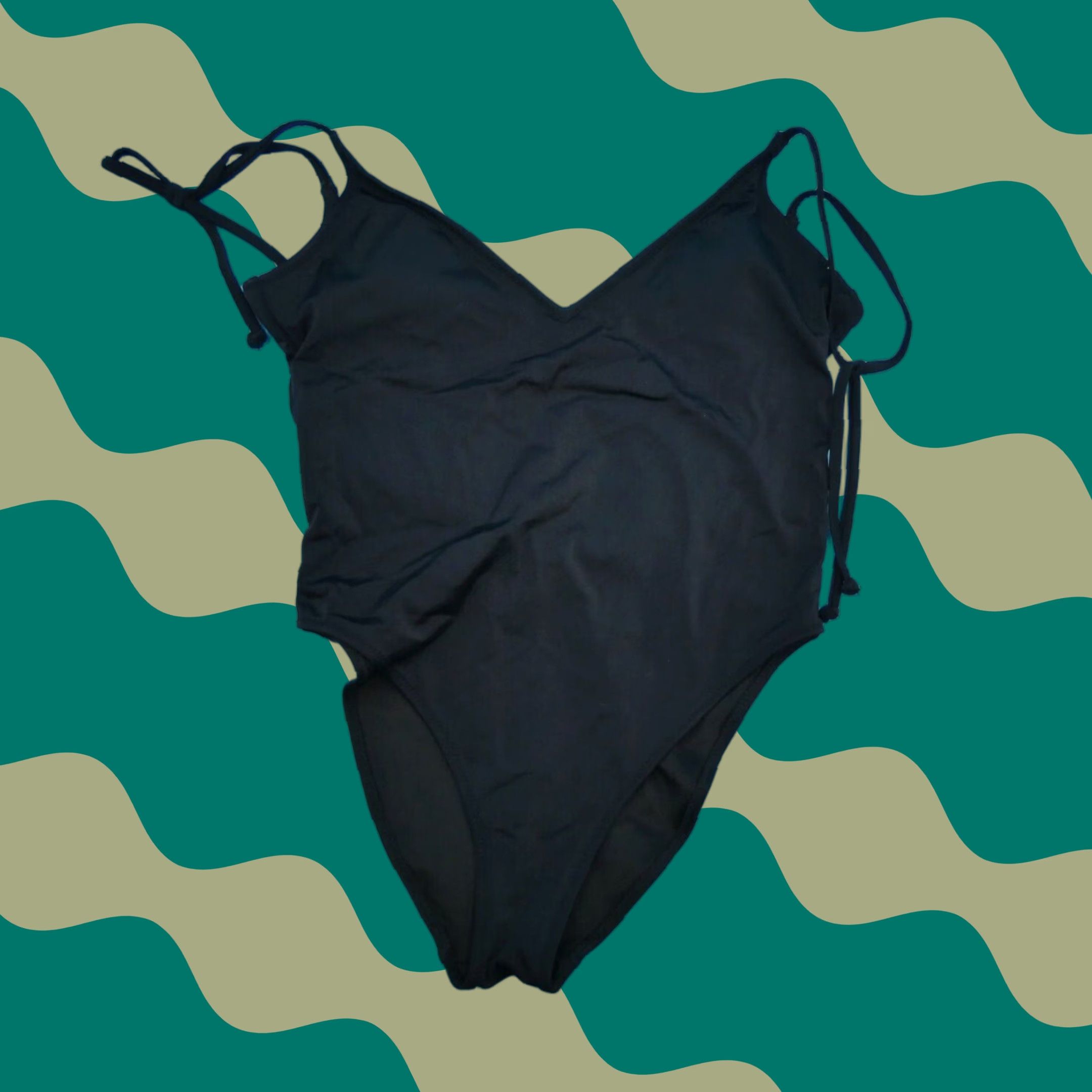 Victorias Secret One Piece Swimsuit Small Black Padded Lined Spaghetti New