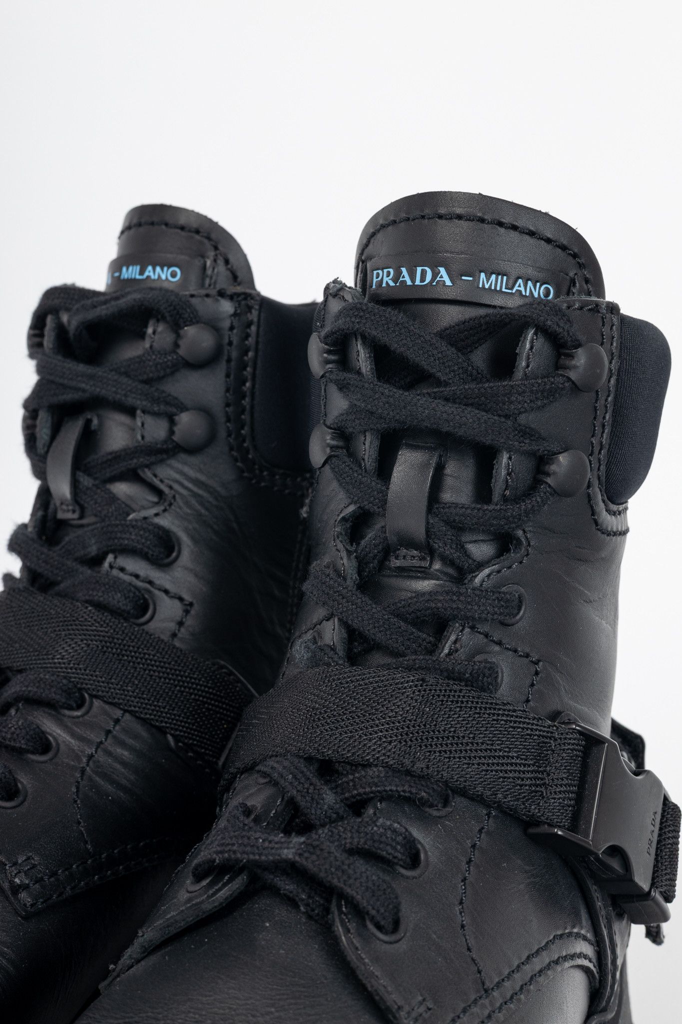Prada Prada AW18 Black Leather Clip-Detail Combat Boots Size US 6 / IT 36 - 7 Thumbnail