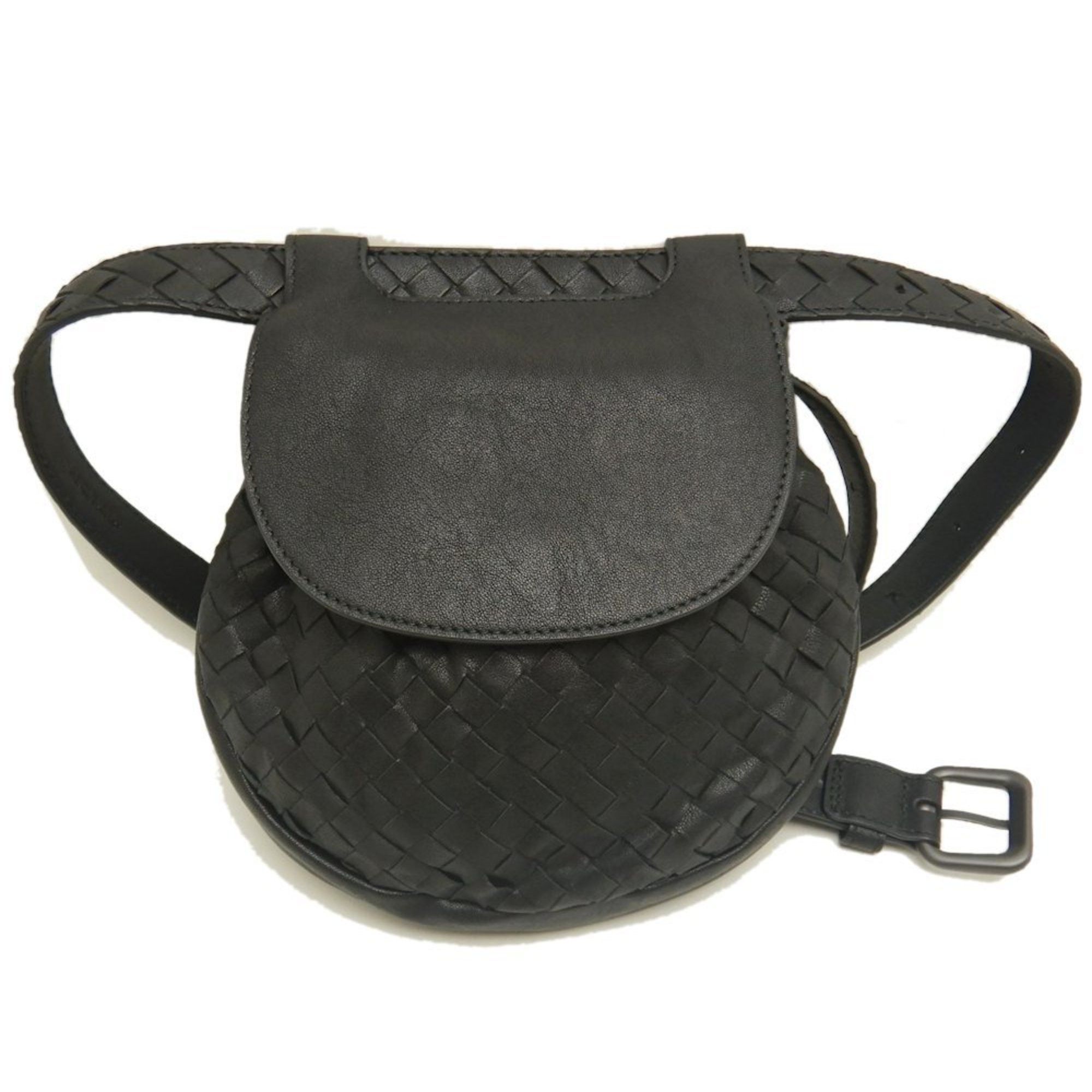 BOTTEGA VENETA Intrecciato Body Bag/Waist Bag 585432 Leather Black