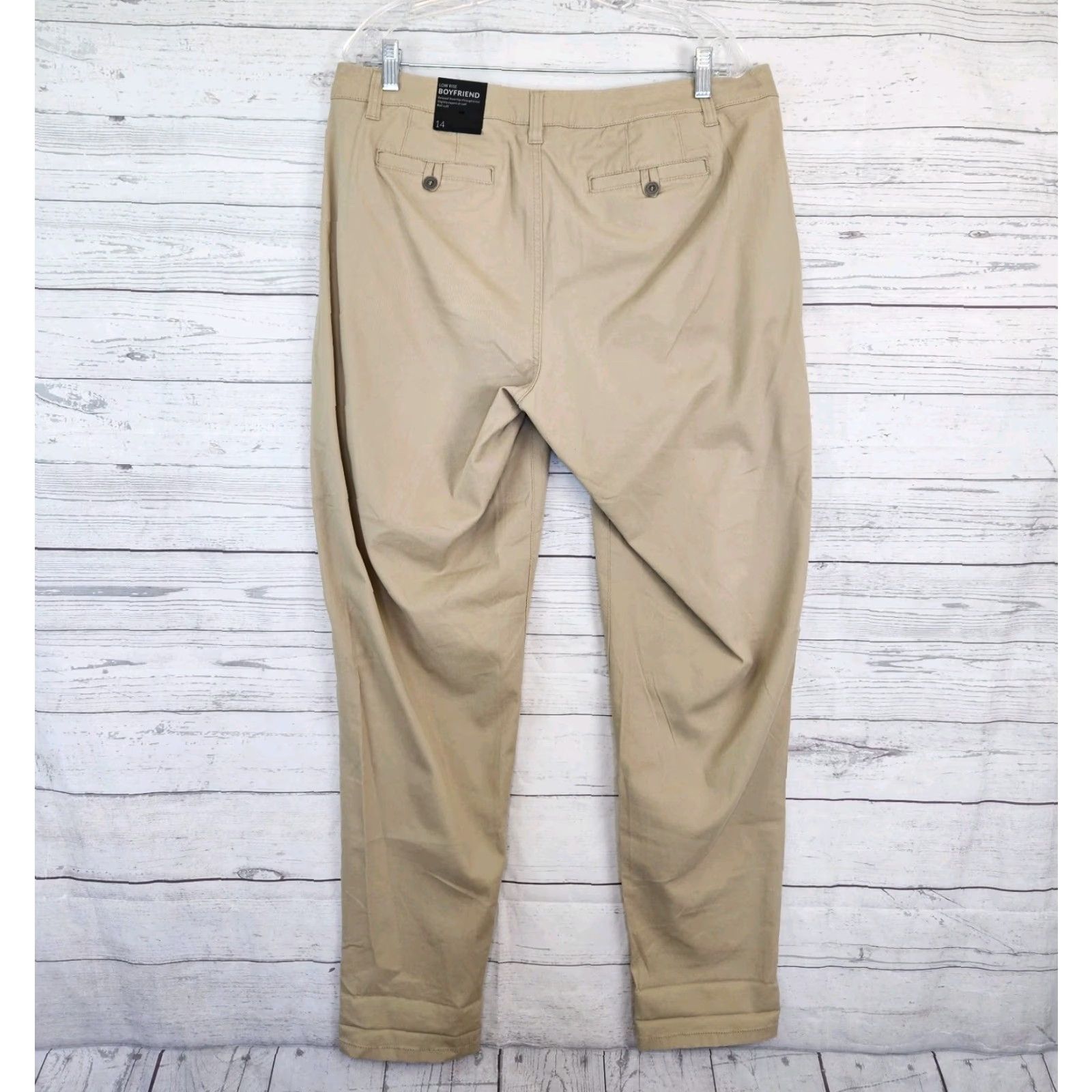 Vintage Lane Bryant Womens Chino Pants Sz 14 Tan Cotton Blend Flat Front 32in Inseam Womens Boyfriend Straight Casual Pants Size 14 Brown Size 36" / US 14 / IT 50 - 3 Thumbnail