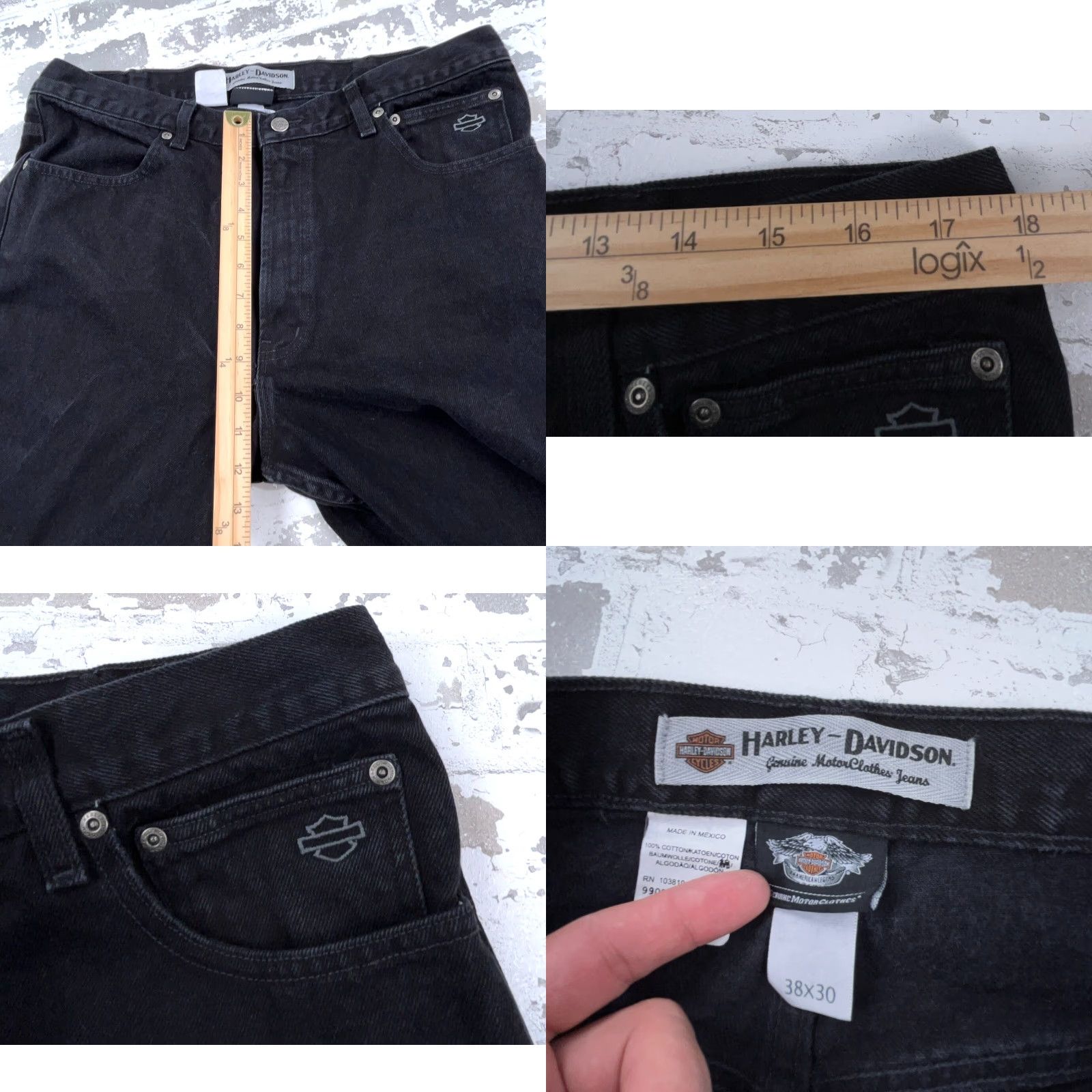 Harley Davidson Vintage Harley-Davidson Jeans Men 38x30 Relaxed Fit Straight Leg Black Denim 5-Pocket Belt Loops Charcoal Wash Comfortable Classic American Y2K Mens Size US 38 / EU 54 - 8 Thumbnail