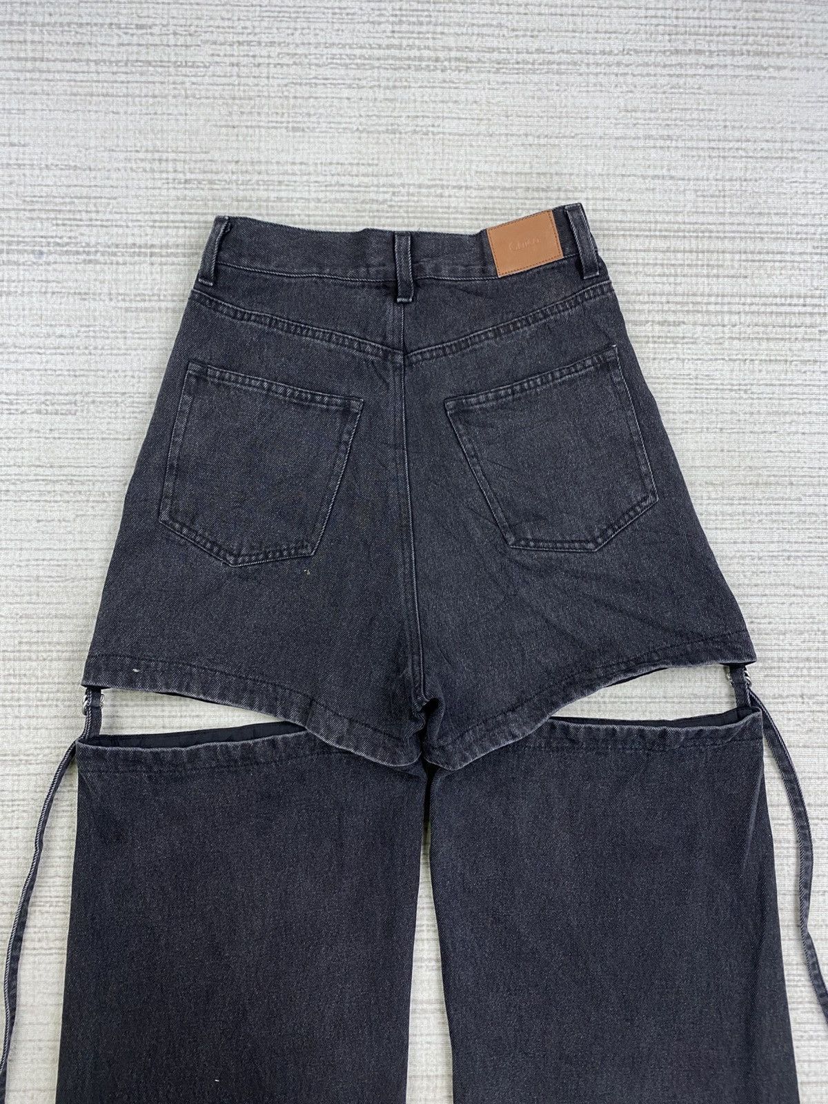 If Six Was Nine Vintage Chiko Detachable Wide-Leg Black Punk Denim Jeans Size 25" / US 0 / IT 36 - 8 Thumbnail
