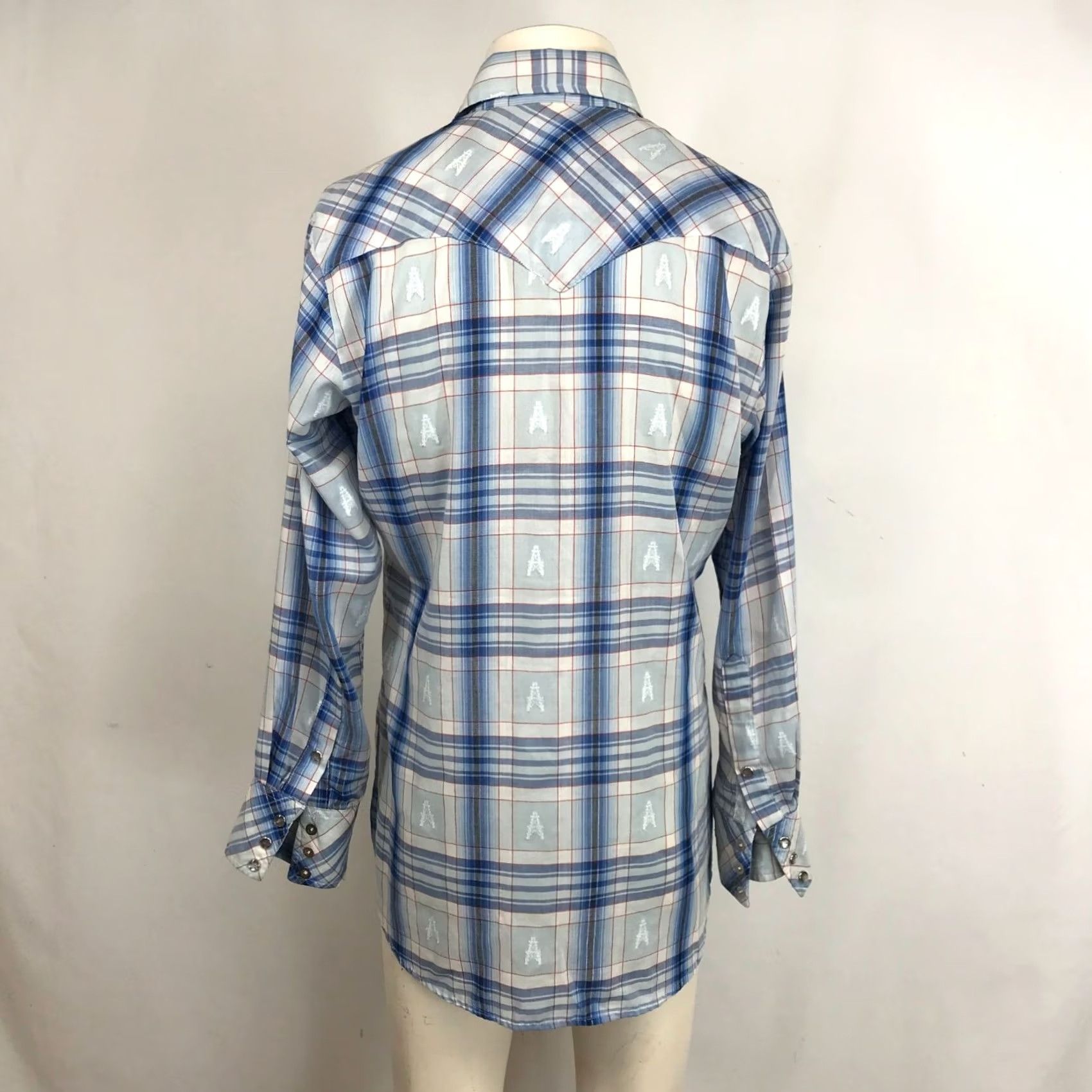 Vintage VINTAGE JCPENNY MEN'S 15 1/2-33 BLUE WESTERN SNAP SHIRT LONG SLEEVE W/ POCKETS Size US L / EU 52-54 / 3 - 5 Thumbnail