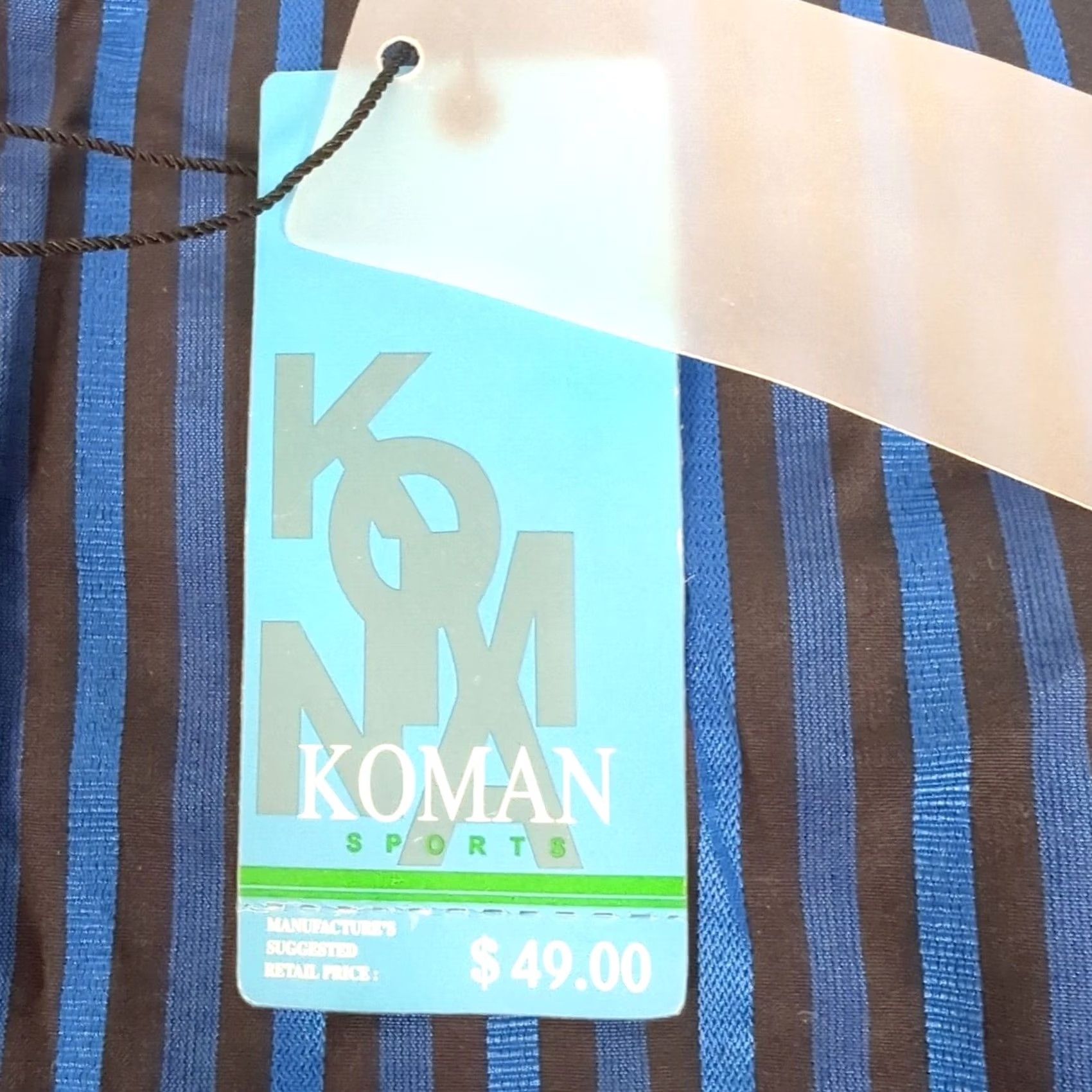 Vintage Koman Shirt Mens XL Navy Blue Striped Button-Up Long Sleeve Casual Formal NEW Size 46R - 3 Thumbnail