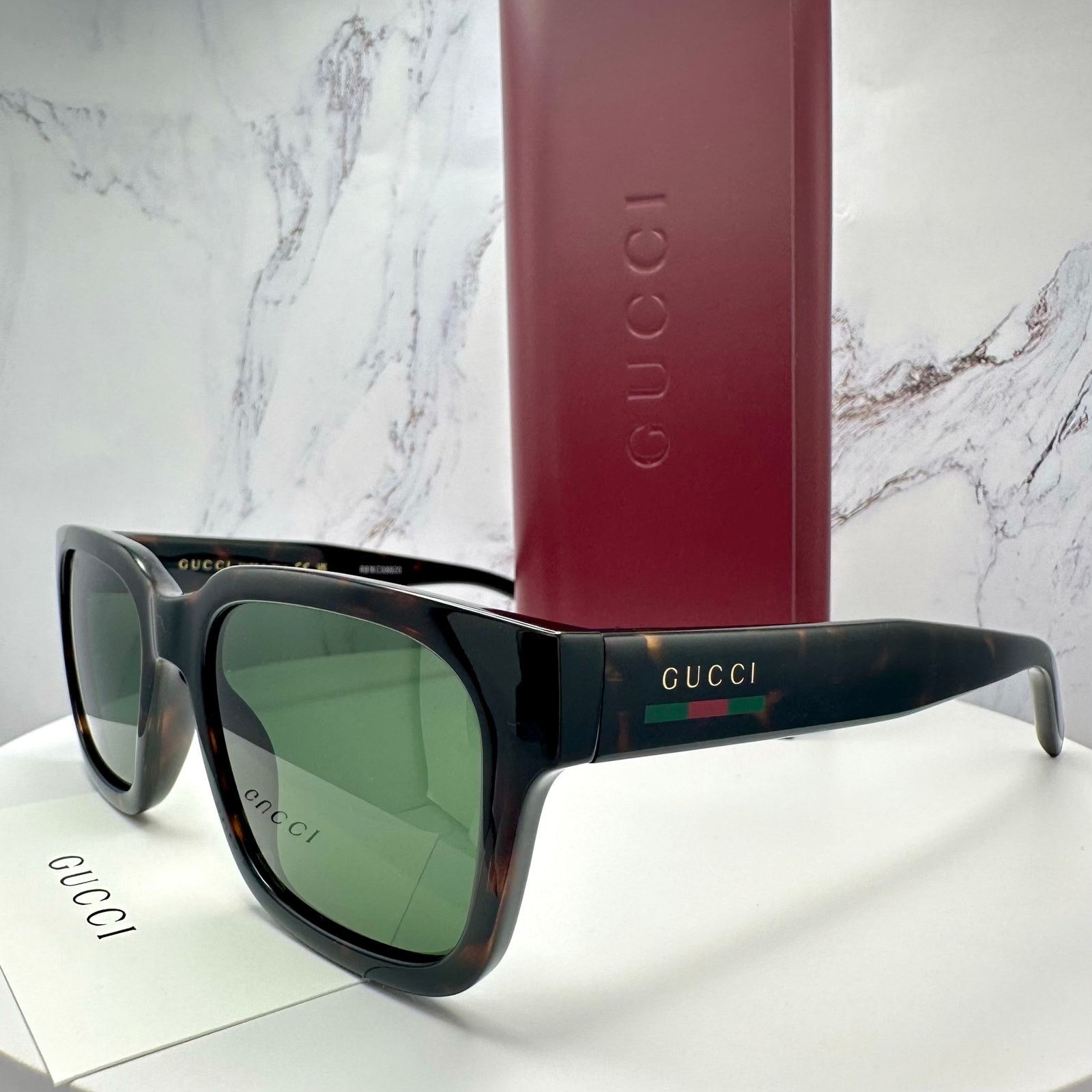 Gucci New GUCCI Sunglasses Brown Gold Red Green Web 55-20-145 mm Size ONE SIZE - 9 Thumbnail