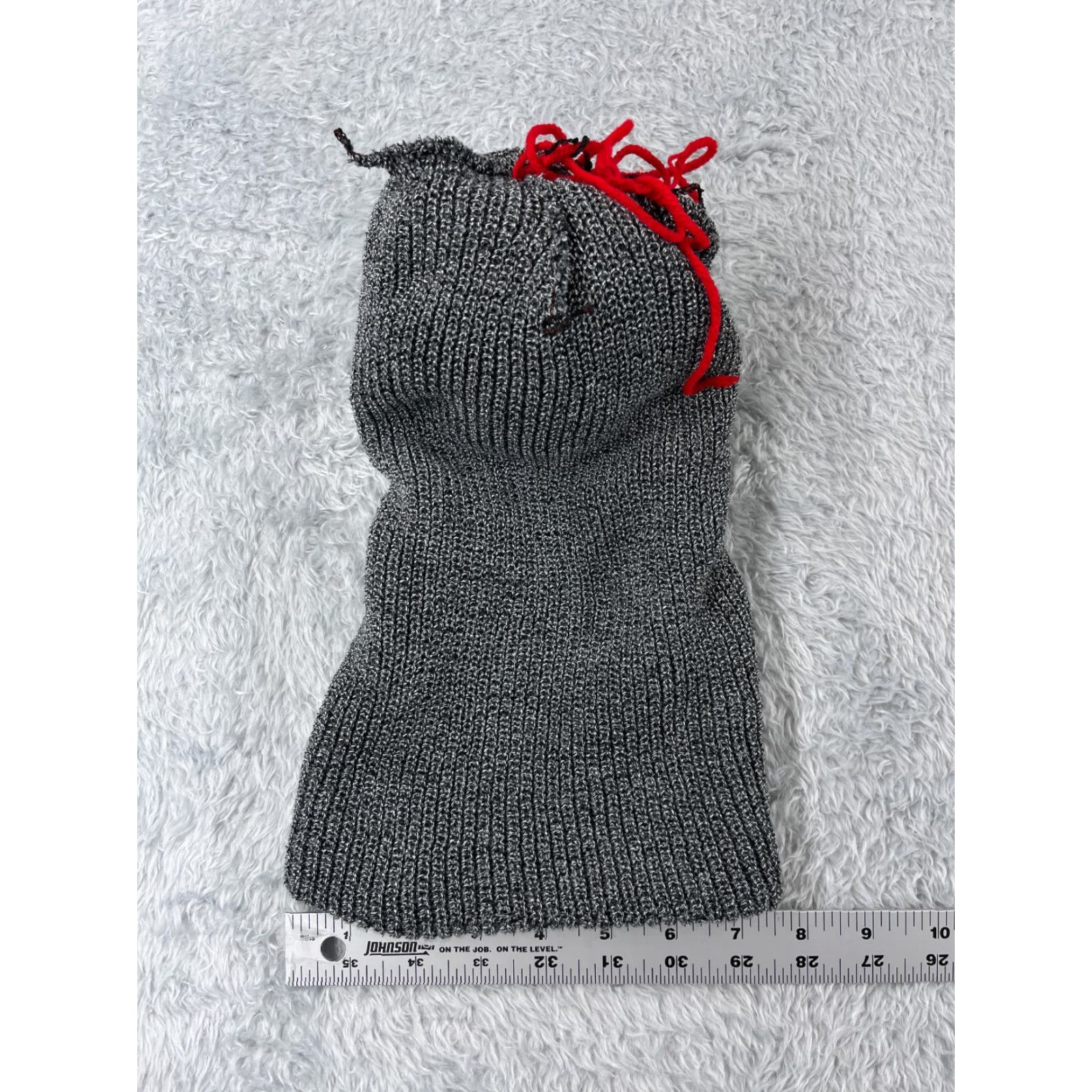 Doublet VINTAGE Beanie Toque Adult One Size Gray Red Double Knit 100% Acrylic Pom Outdoors Size ONE SIZE - 5 Thumbnail
