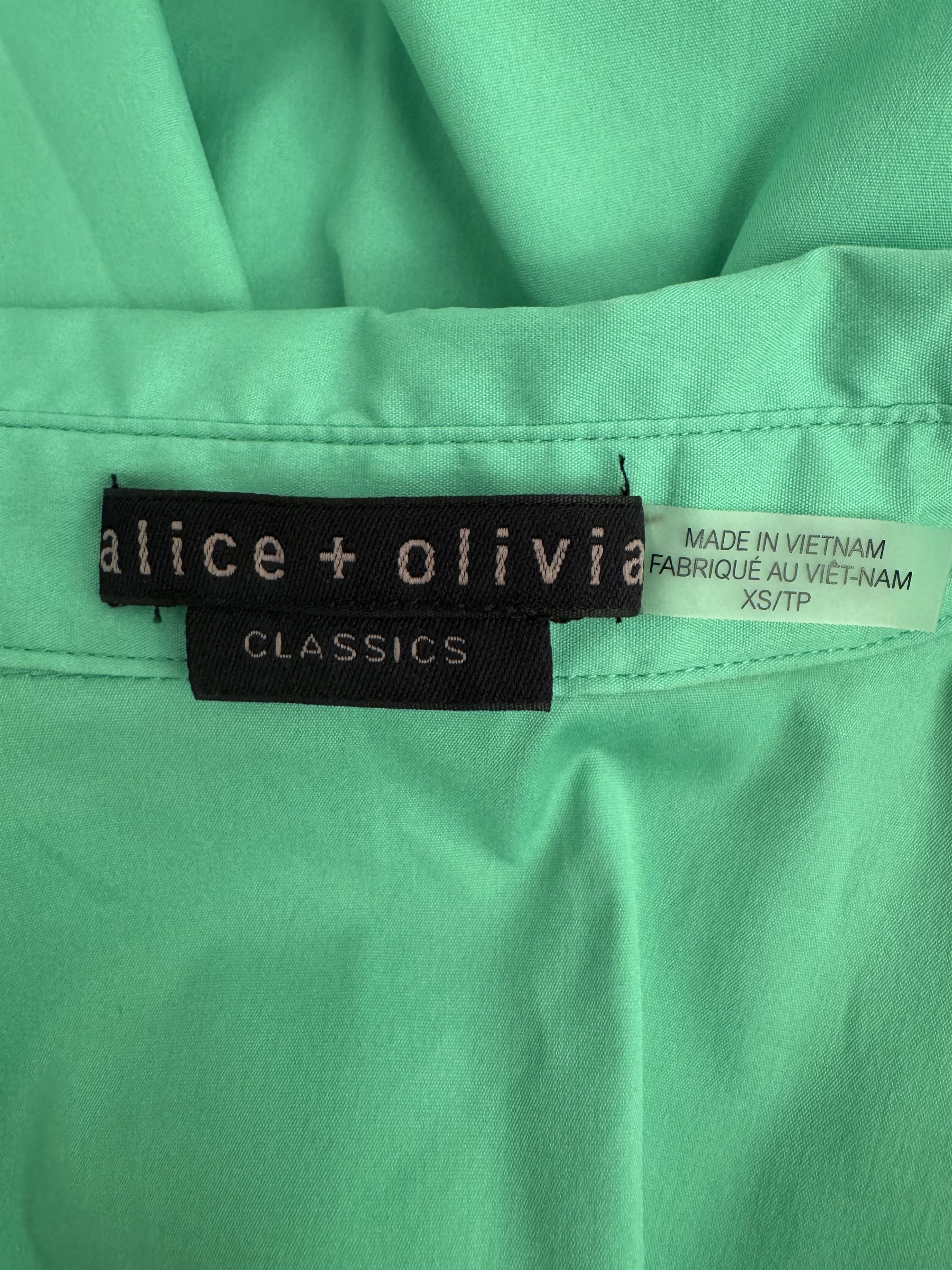 Alice + Olivia Green Button Down Shirt Dress Size XS / US 0-2 / IT 36-38 - 5 Thumbnail