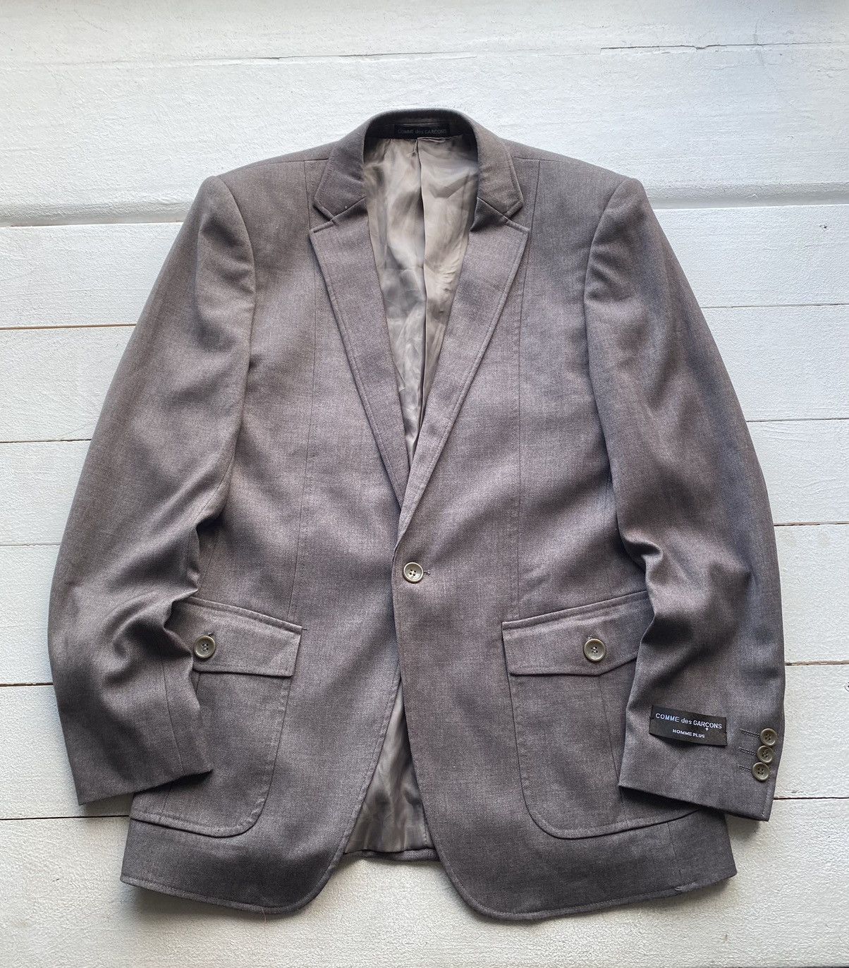 Comme des Garcons × Japanese Brand × Vintage Comme des Garcons Japanese Grey Mens 48 Blazer France Made Size 48R - 1 Thumbnail