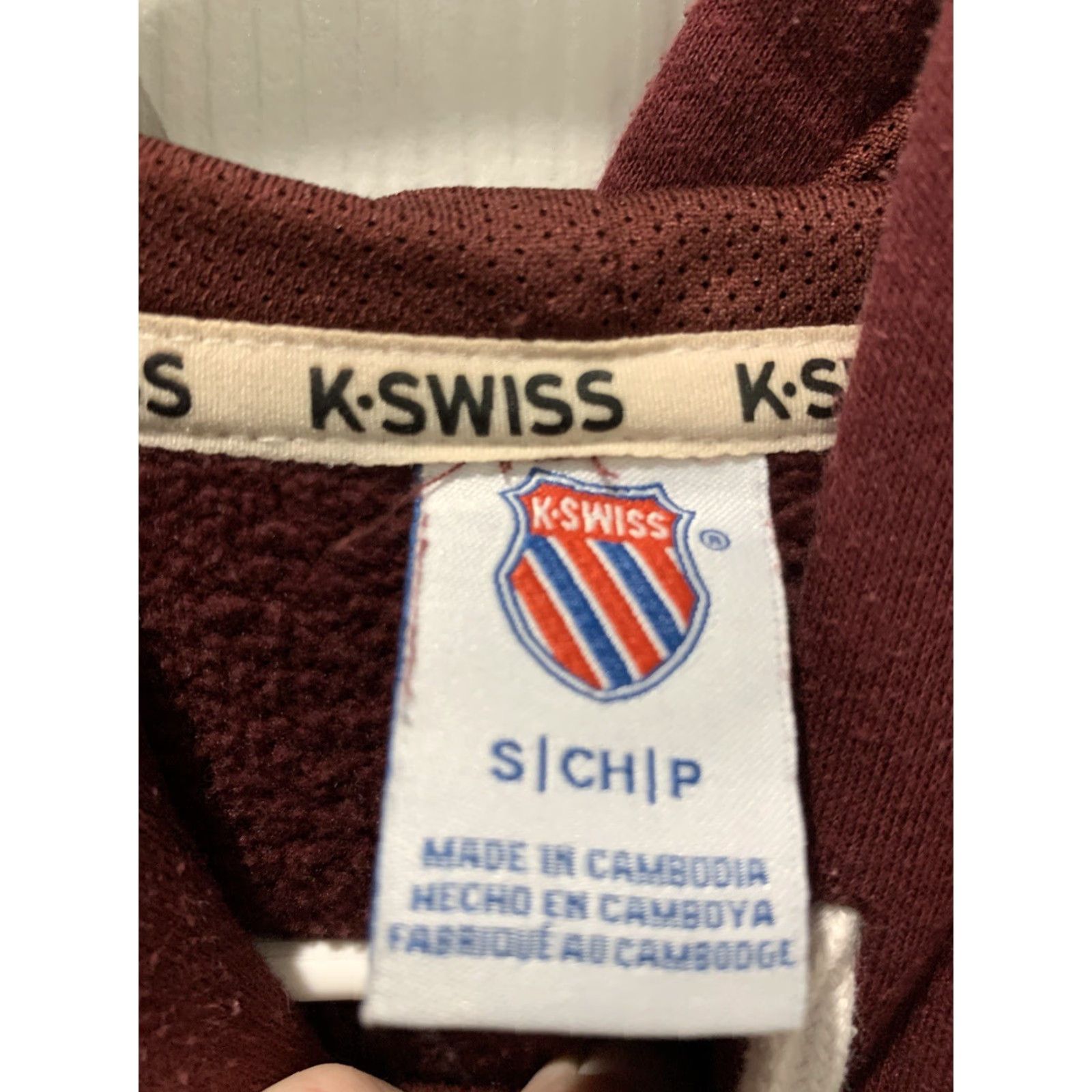 K-Swiss K-Swiss Mens Hoodie Pullover Maroon Size S Cool Athletic Unisex? (Note: This is incorrect) Size US S / EU 44-46 / 1 - 3 Thumbnail