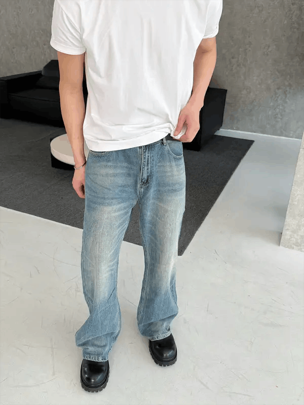 Jean Kobayashi x Reia Blue Washed Wide Leg Jeans Size US 30 / EU 46 - 8 Thumbnail