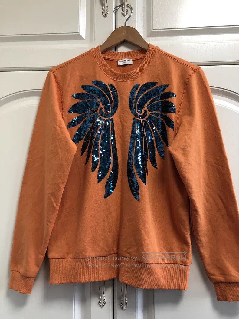 Dries Van Noten Dries Van Noten Orange Sequin Wing Hoodie Size M / US 6-8 / IT 42-44 - 2 Thumbnail